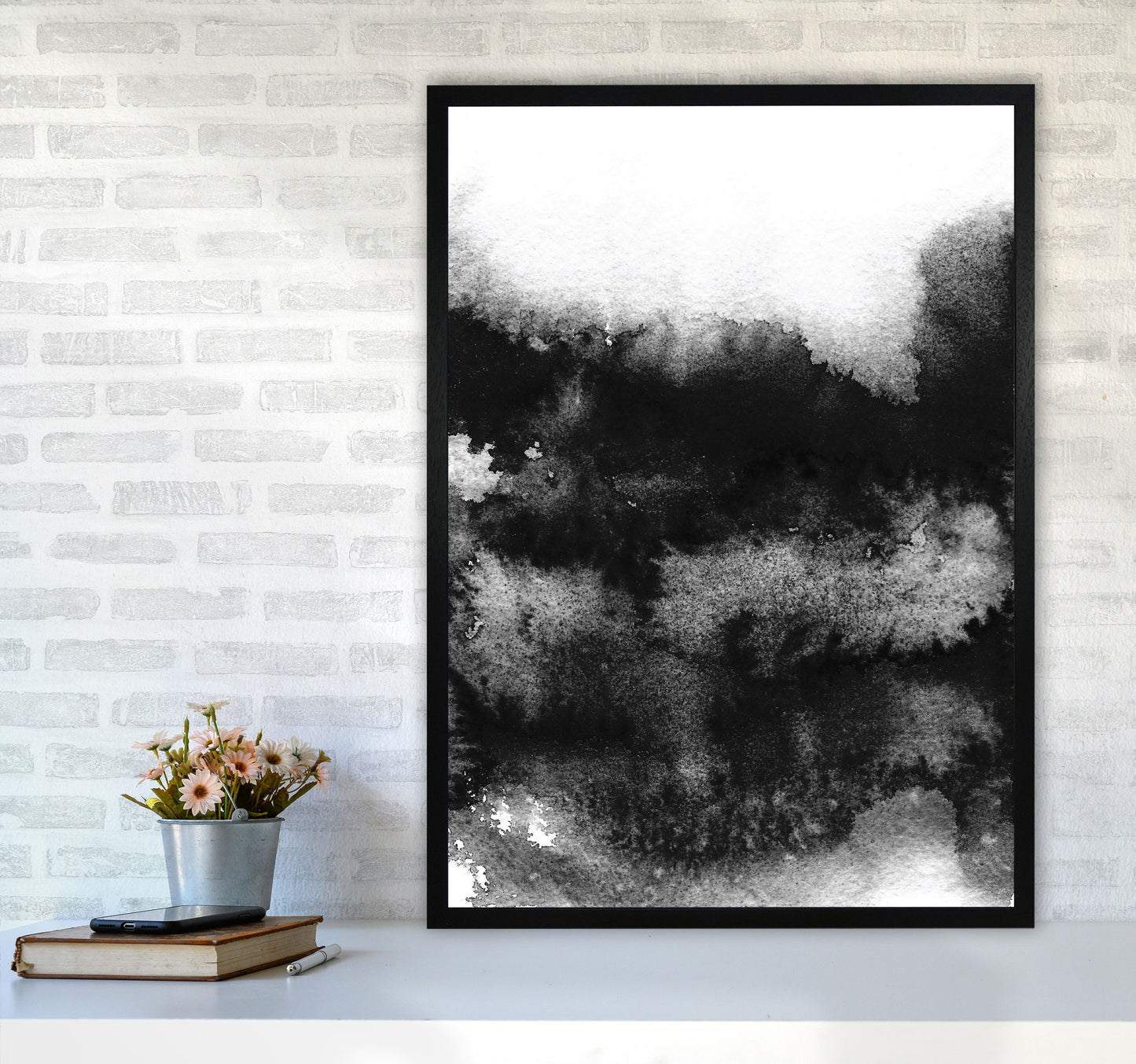 Majestic Monochrome Watercolour 05 Art Print by Pixy Paper A1 White Frame