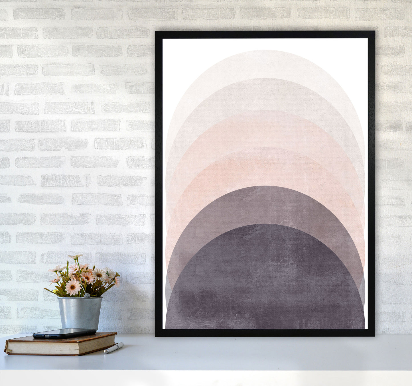 Gradient Sun rising cotton pink Art Print by Pixy Paper A1 White Frame
