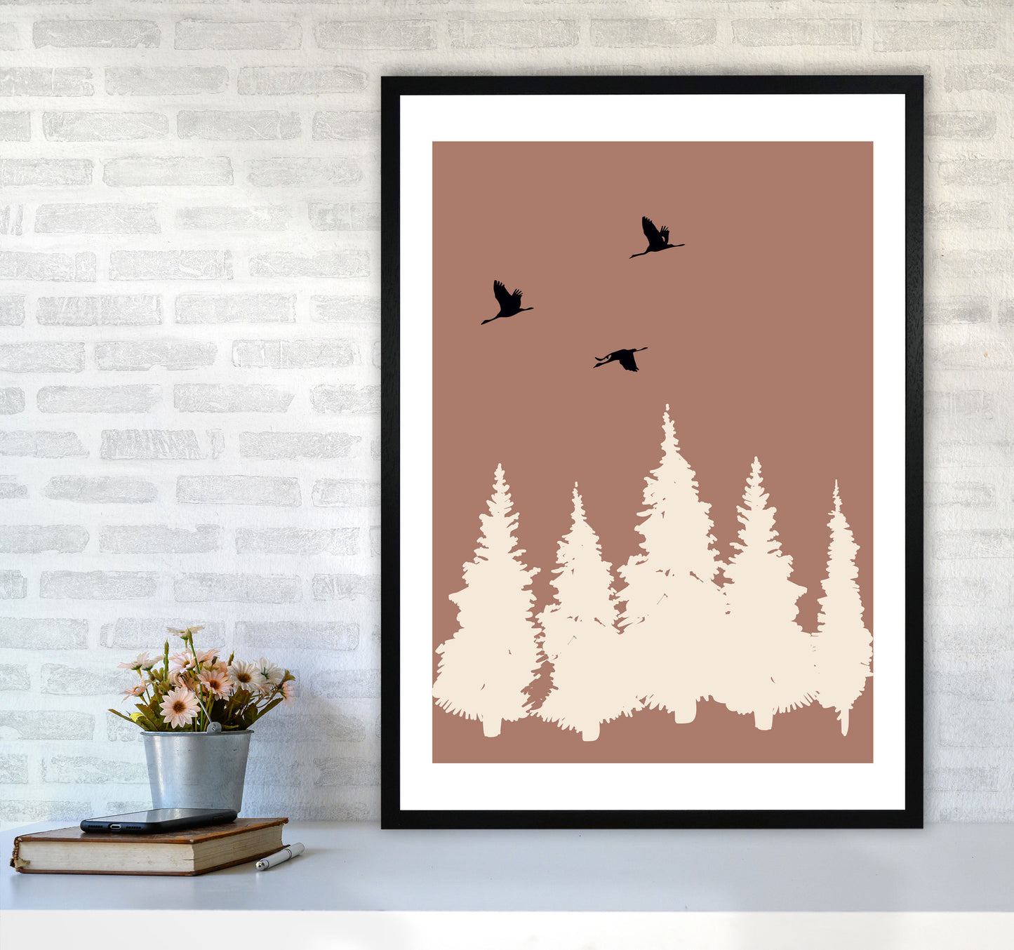 Autumn Rowan abstract Art Print by Pixy Paper A1 White Frame