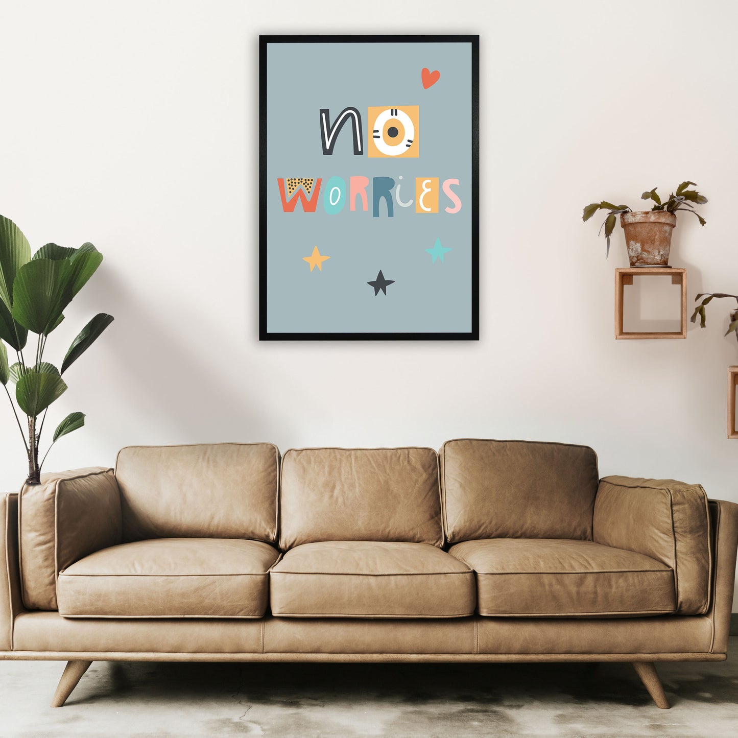 No worries Neutral kids Art Print by Pixy Paper A1 White Frame