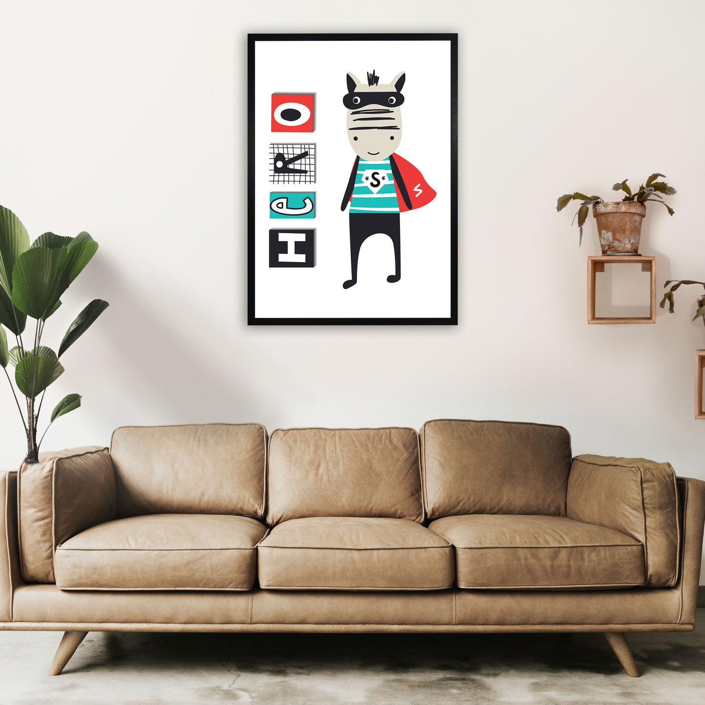 Hero zebra animal Art Print by Pixy Paper A1 White Frame