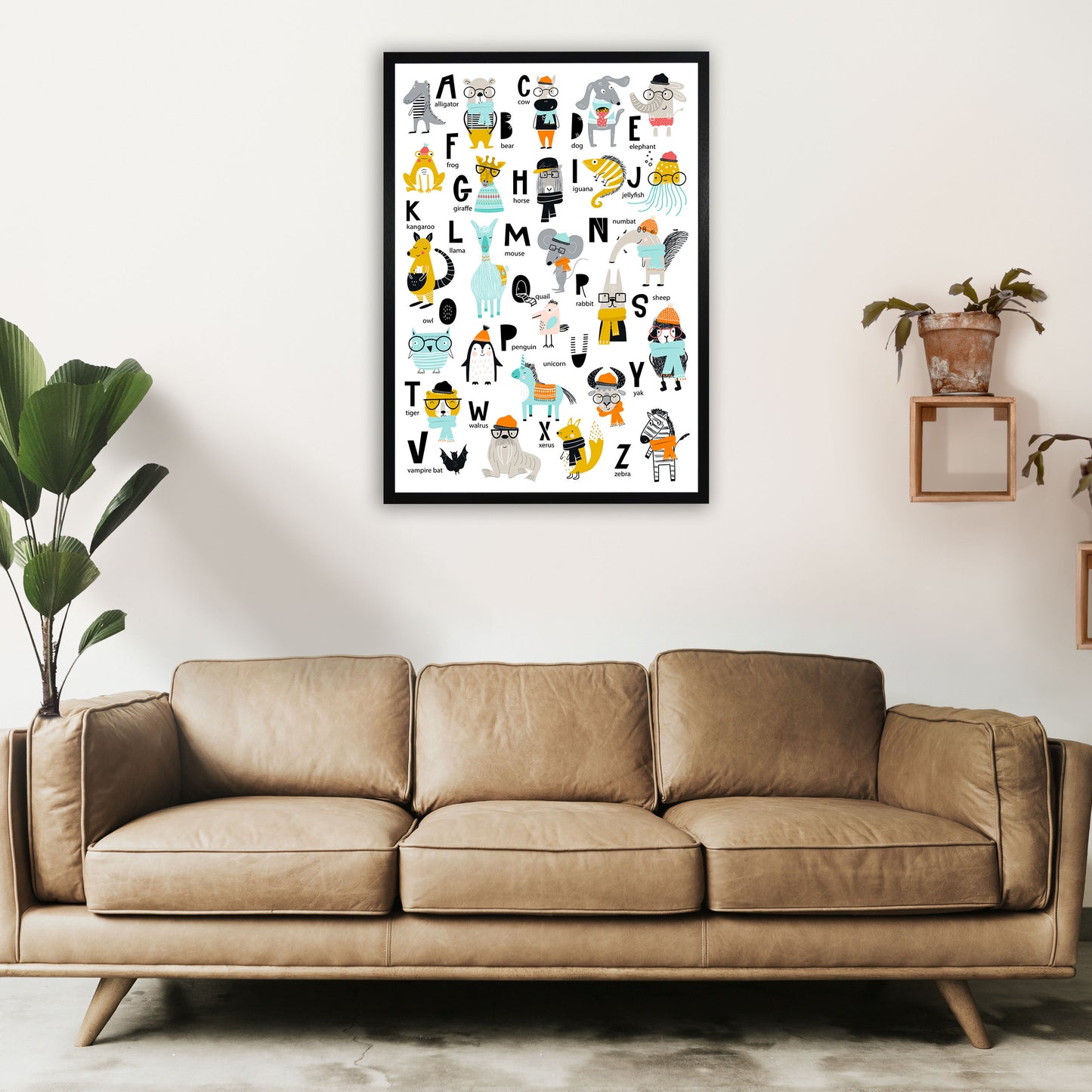ABC Animals cool Art Print by Pixy Paper A1 White Frame