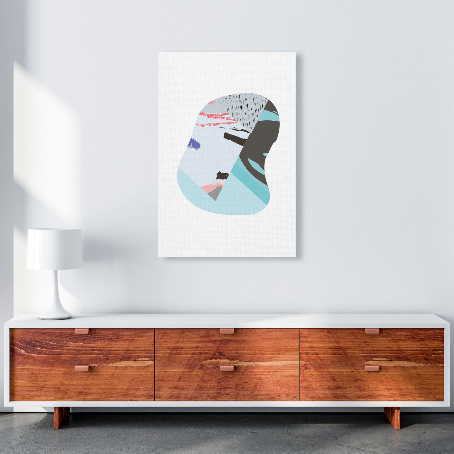 Teal Abstract Patterns Shape Modern Print A1 Canvas