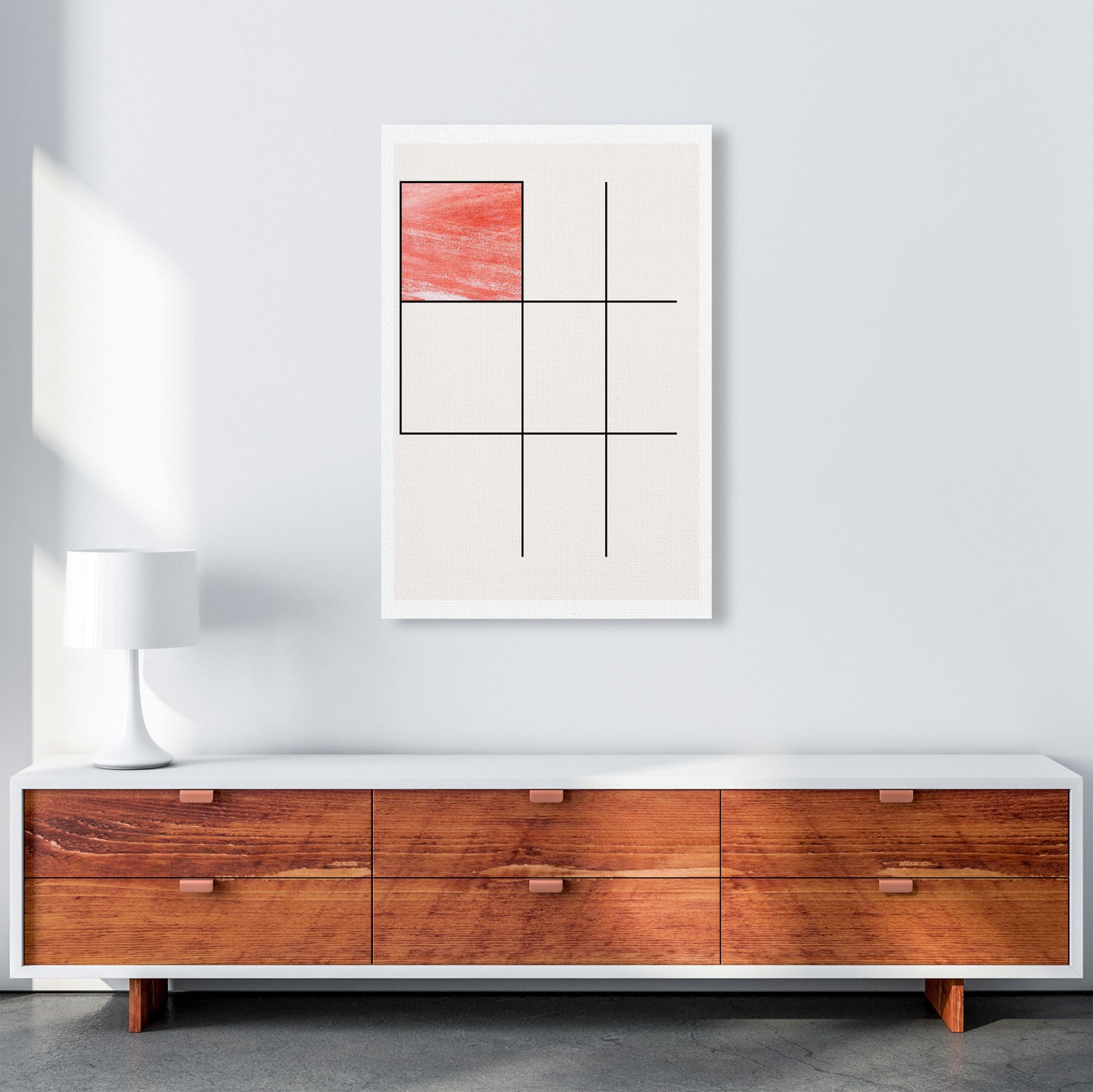 Abstract Red Crayon Geo 1 Modern Print A1 Canvas