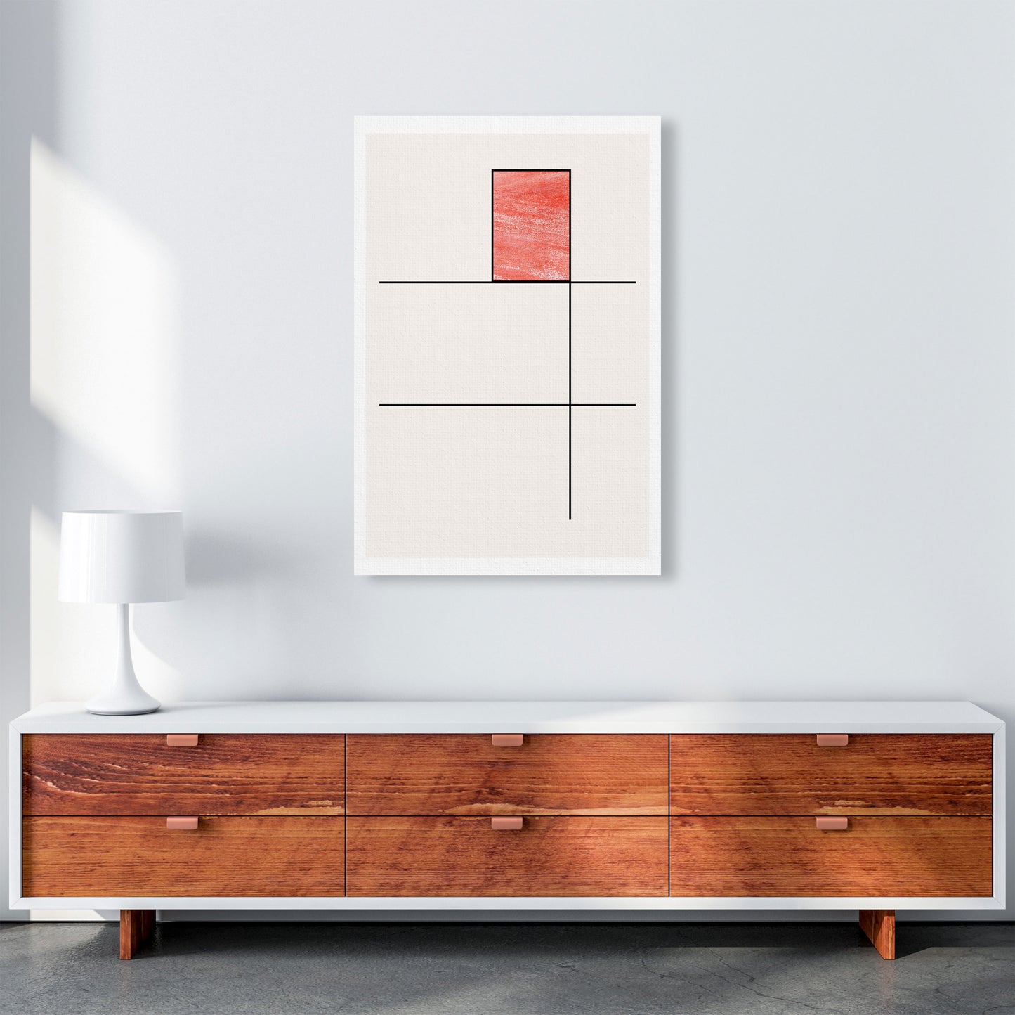 Abstract Red Crayon Geo 2 Modern Print A1 Canvas