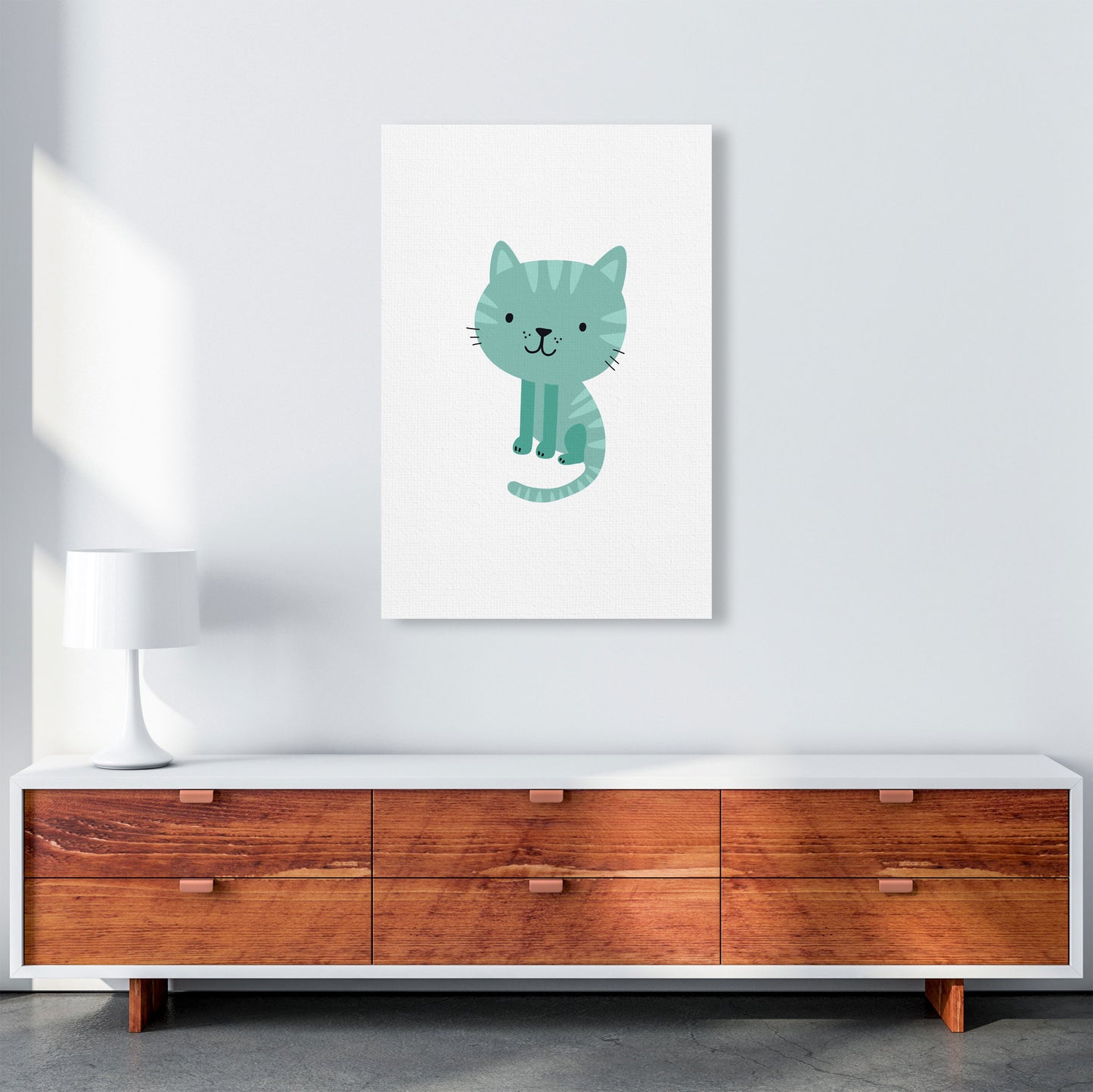 Children's Animals, Cat Modern Print A1 Canvas
