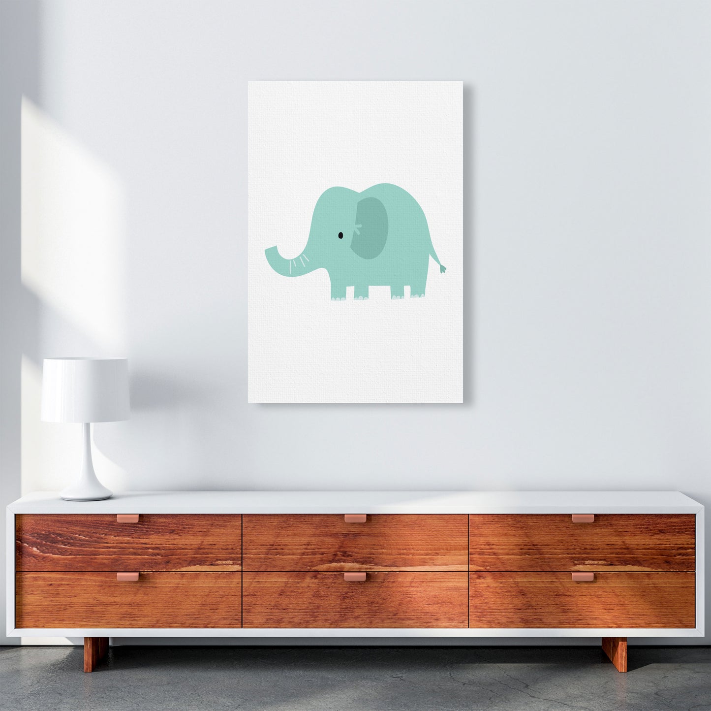 Children's Animals, Elephant Modern Print A1 Canvas
