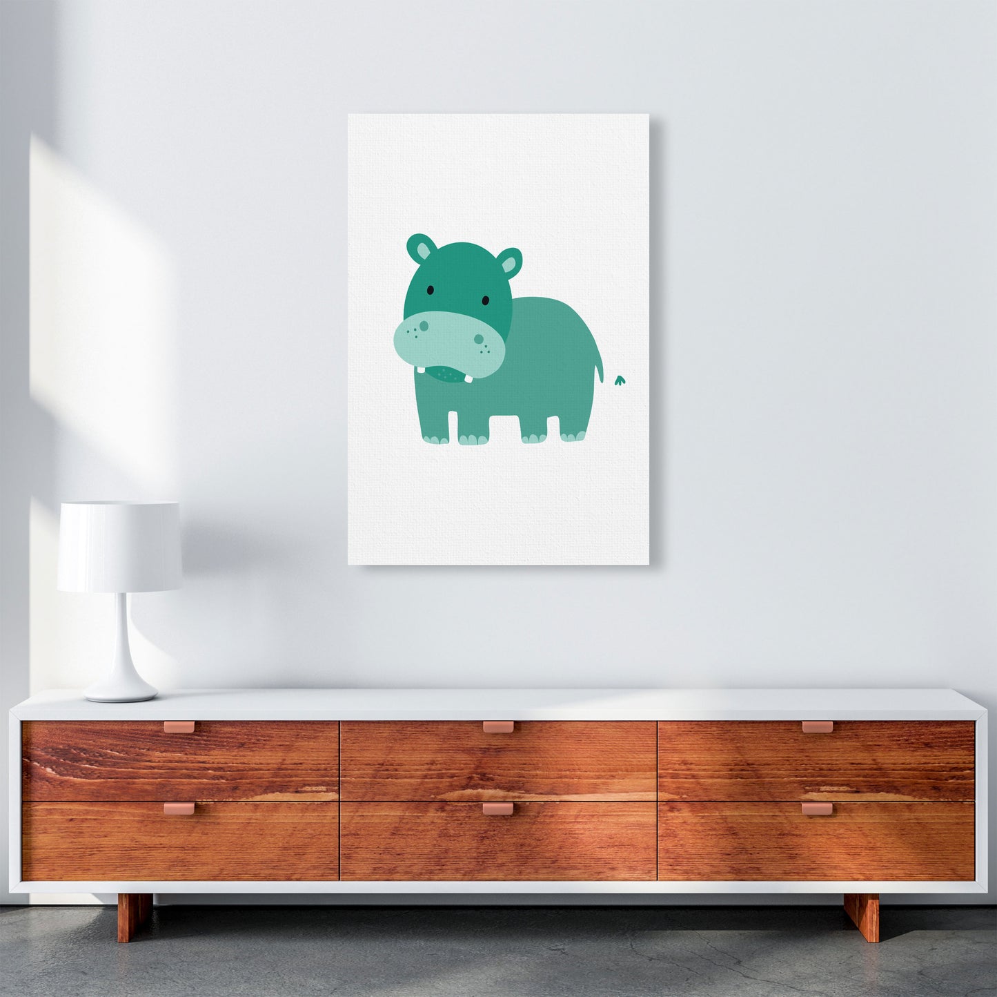 Children's Animals, Hippo Modern Print A1 Canvas