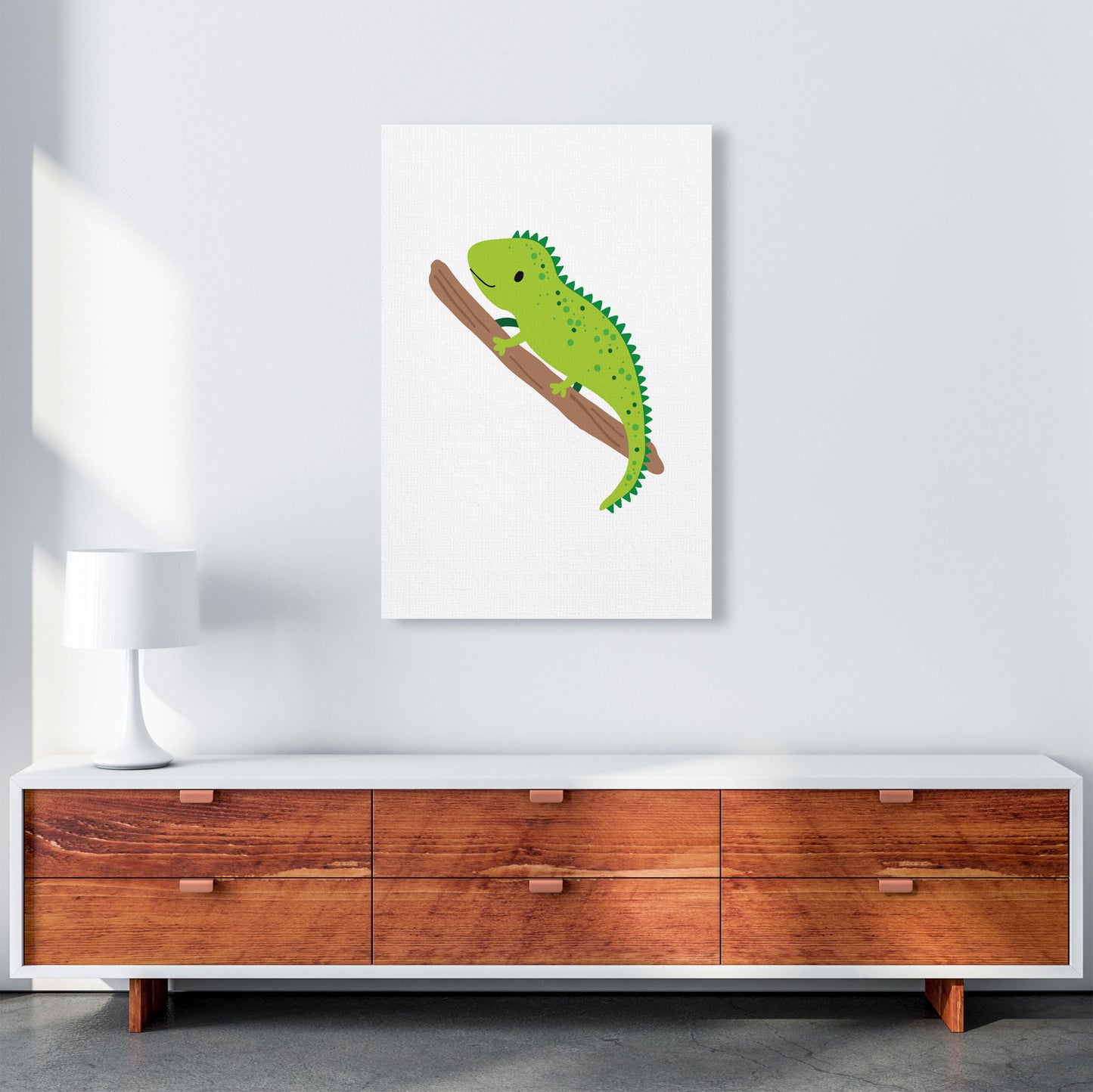 Children's Animals, Iguana Modern Print A1 Canvas