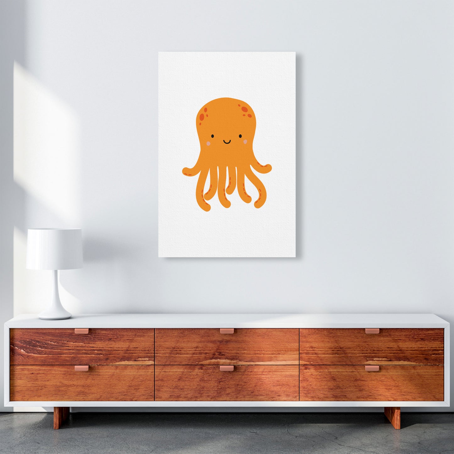 Children's Animals, Octopus Modern Print A1 Canvas