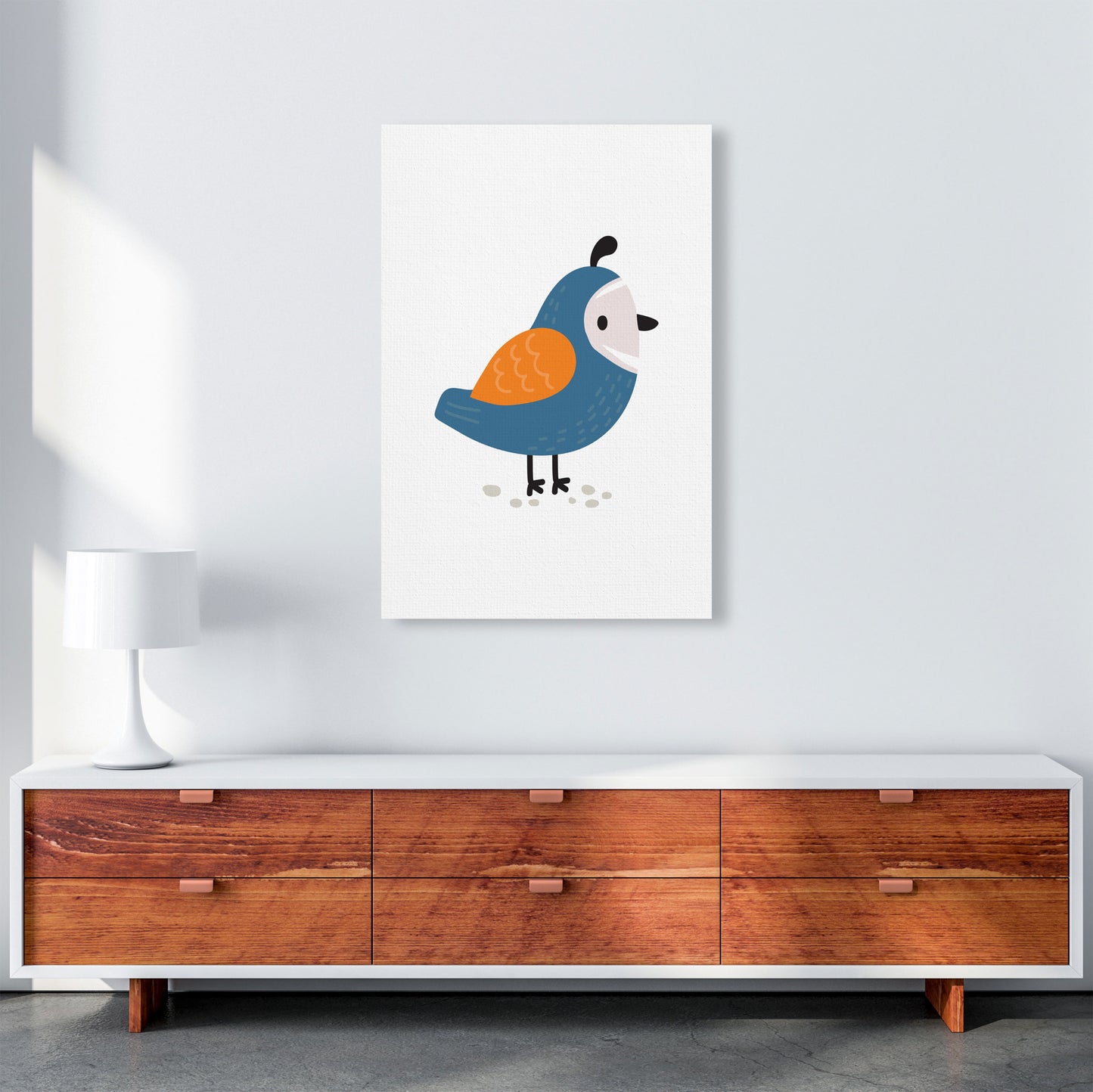 Children's Animals, Quail Modern Print A1 Canvas