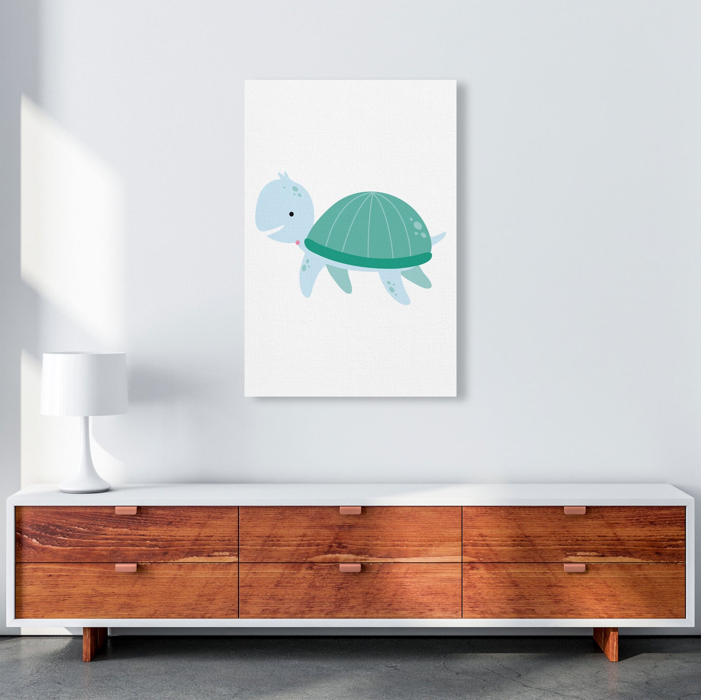 Children's Animals, Turtle Modern Print A1 Canvas