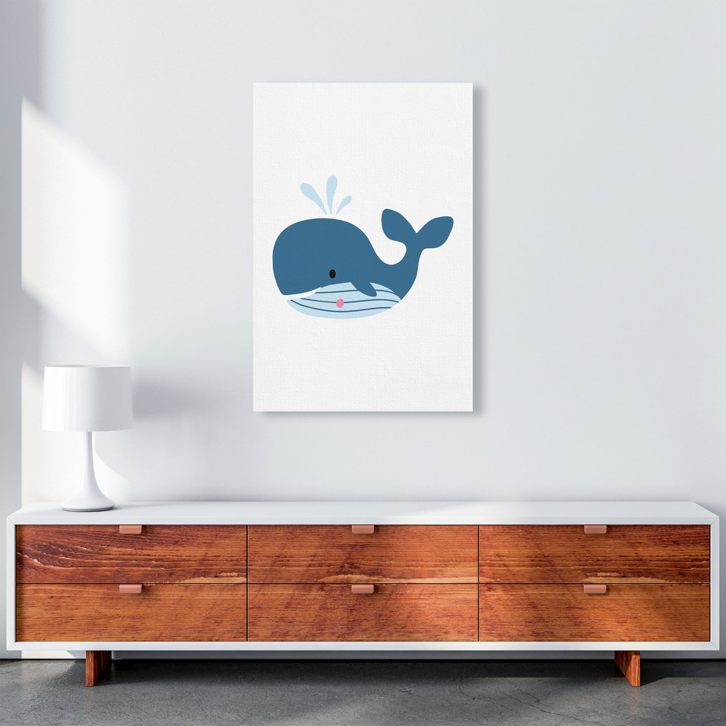 Children's Animals, Whale Modern Print A1 Canvas