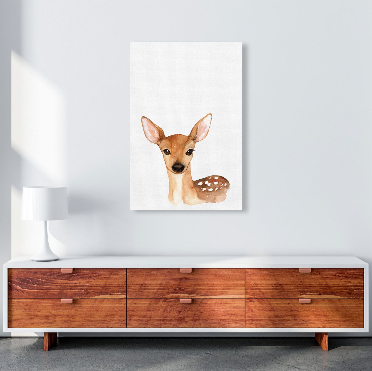 Forest Friends, Cute Deer Modern Print Animal Art Print A1 Canvas
