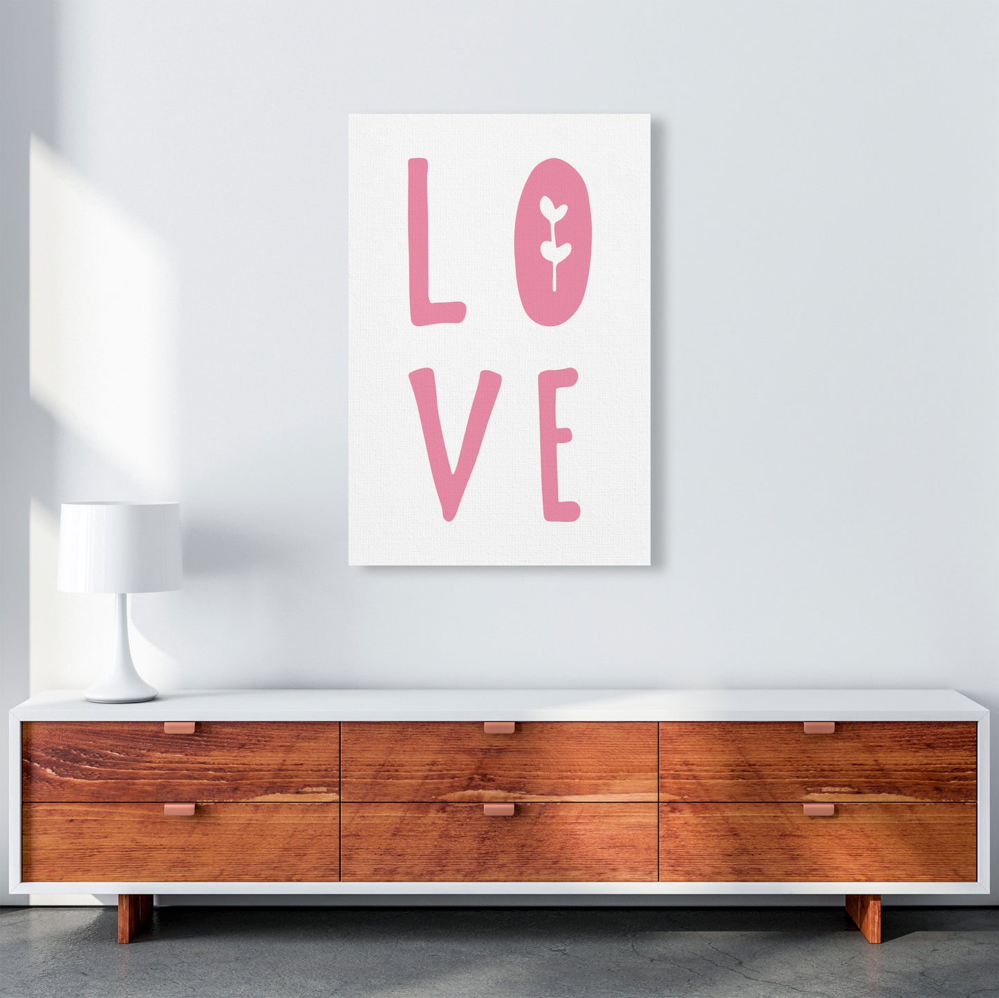 Love Pink Framed Typography Wall Art Print A1 Canvas