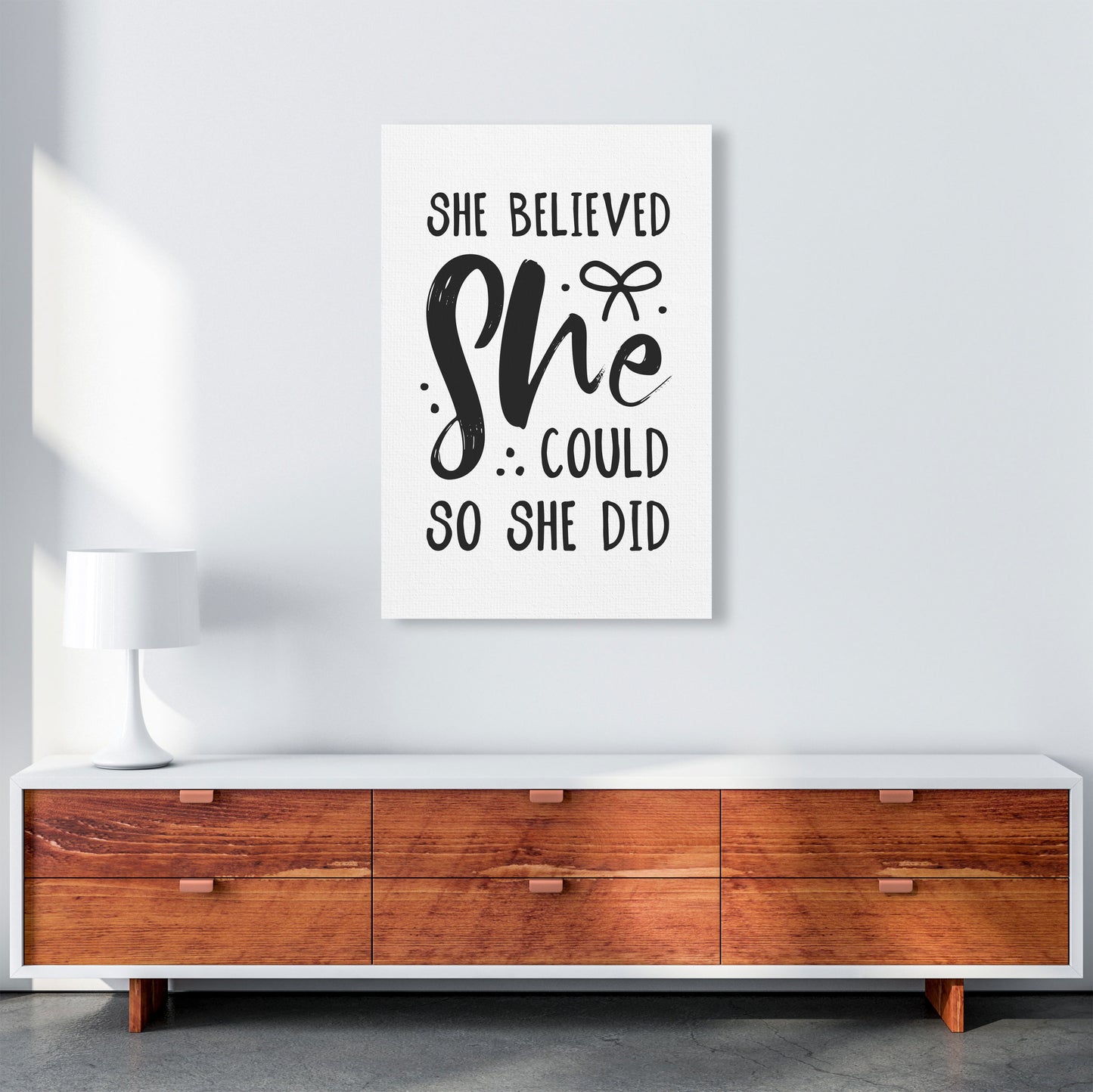 She Believed She Could So She Did Black Modern Print A1 Canvas