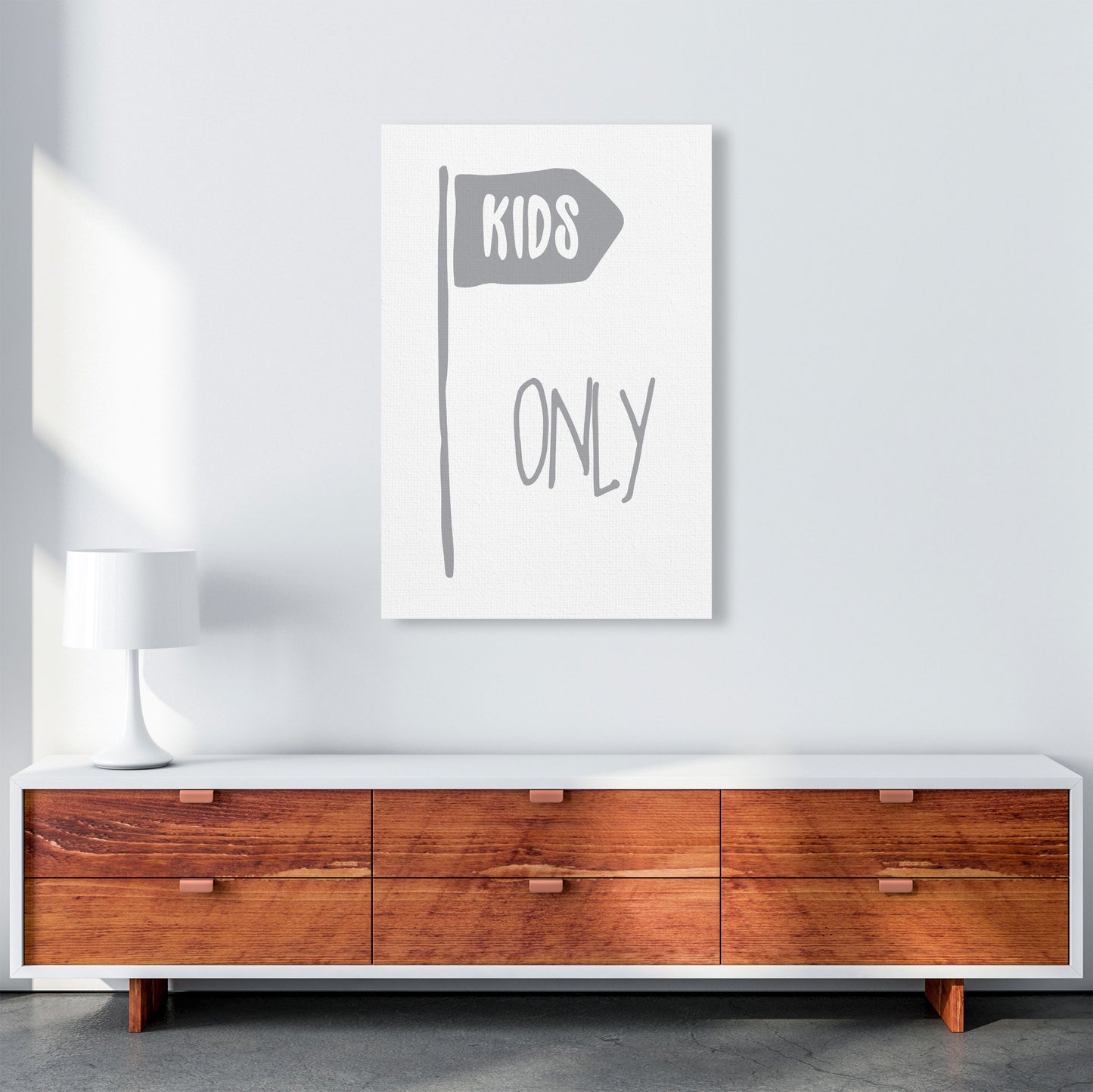 Kids Only Grey Framed Nursey Wall Art Print A1 Canvas