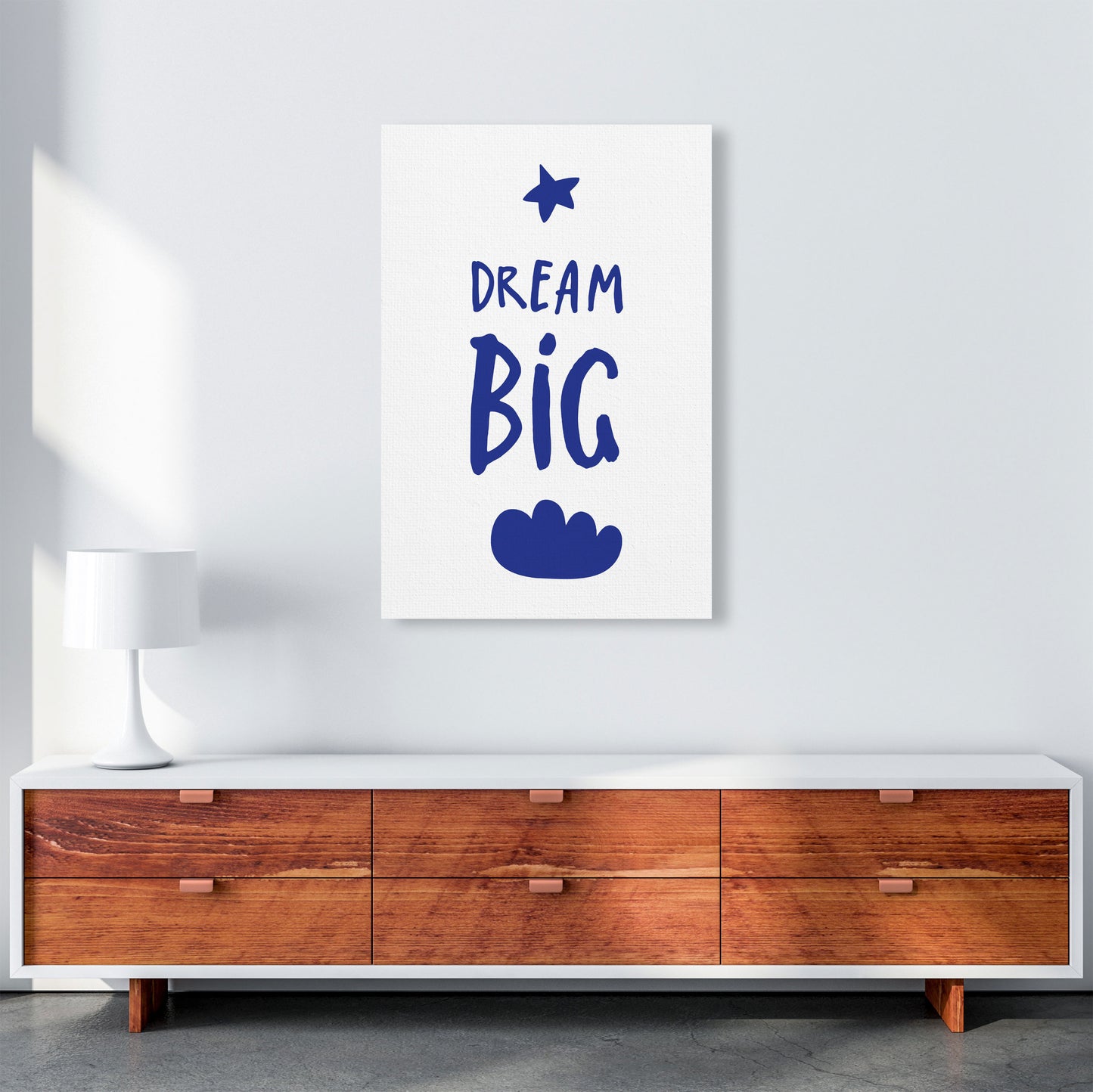 Dream Big Navy Framed Typography Wall Art Print A1 Canvas
