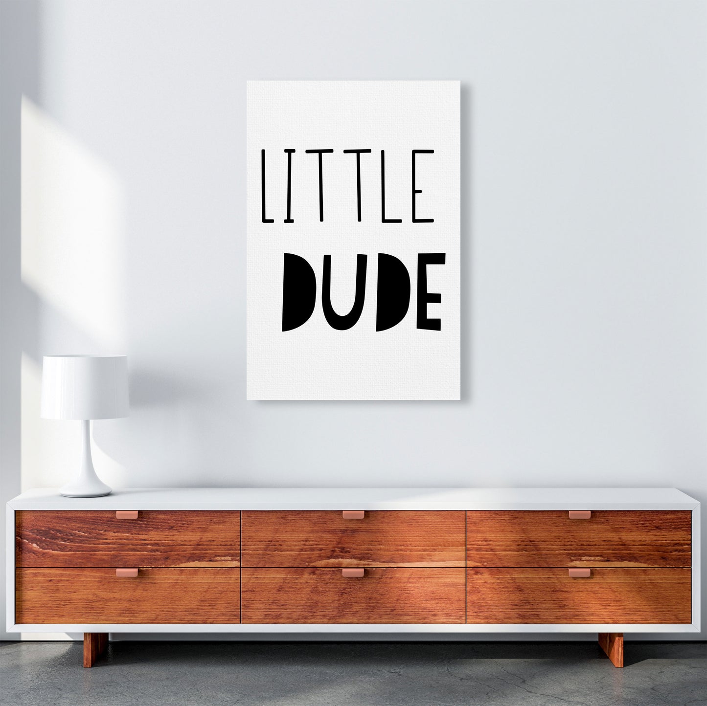 Little Dude Black Framed Nursey Wall Art Print A1 Canvas