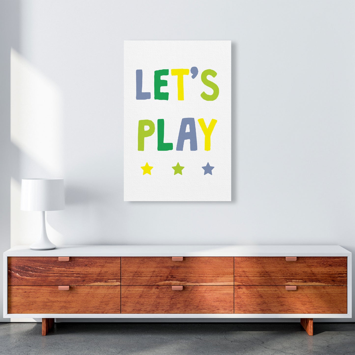 Let's Play Greens Framed Nursey Wall Art Print A1 Canvas