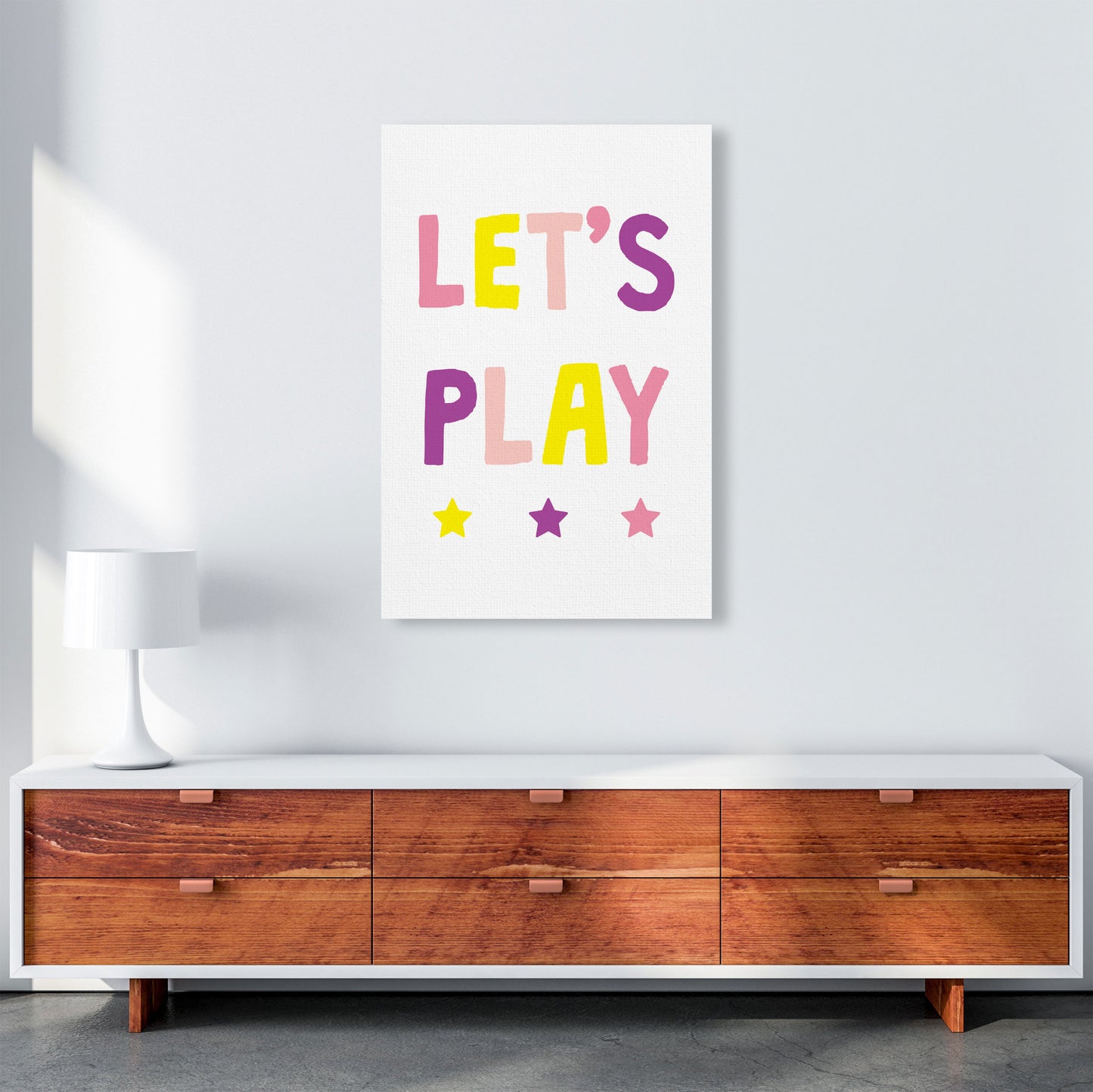 Let's Play Pinks Framed Nursey Wall Art Print A1 Canvas