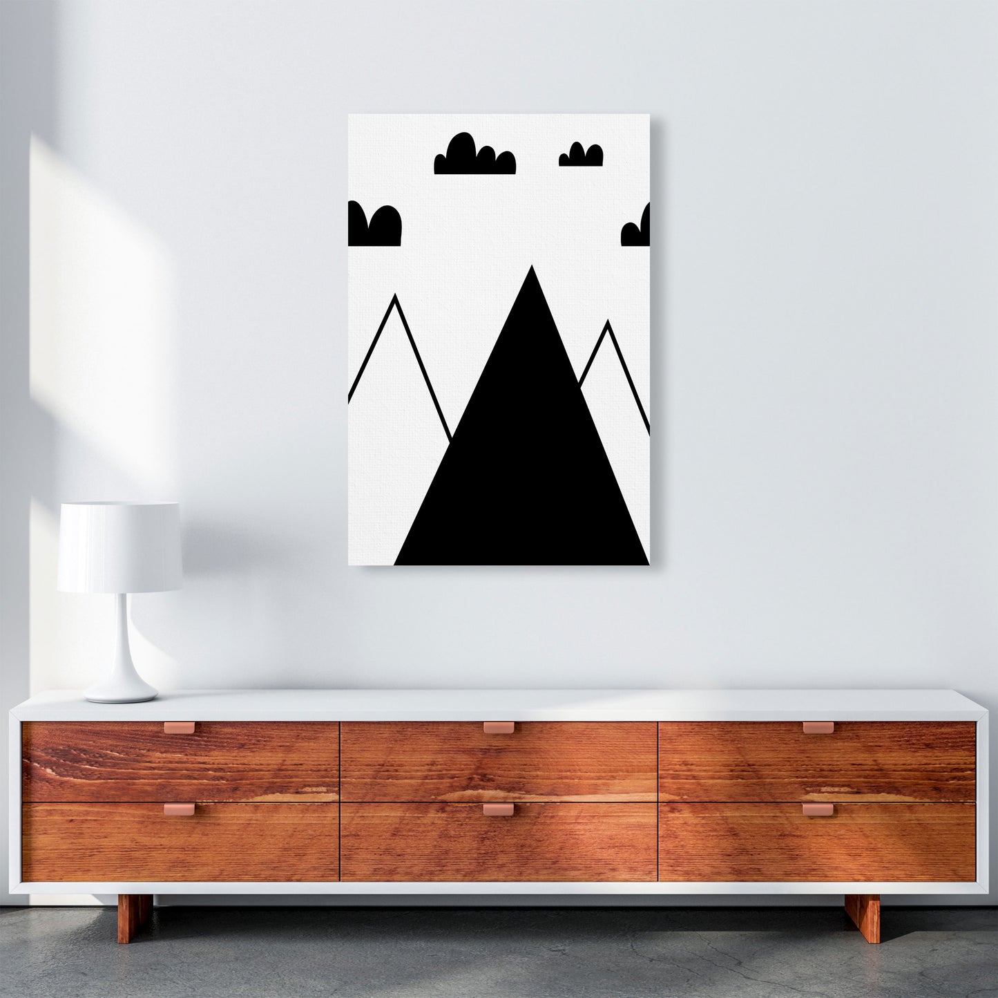Scandi Mountains Modern Print A1 Canvas