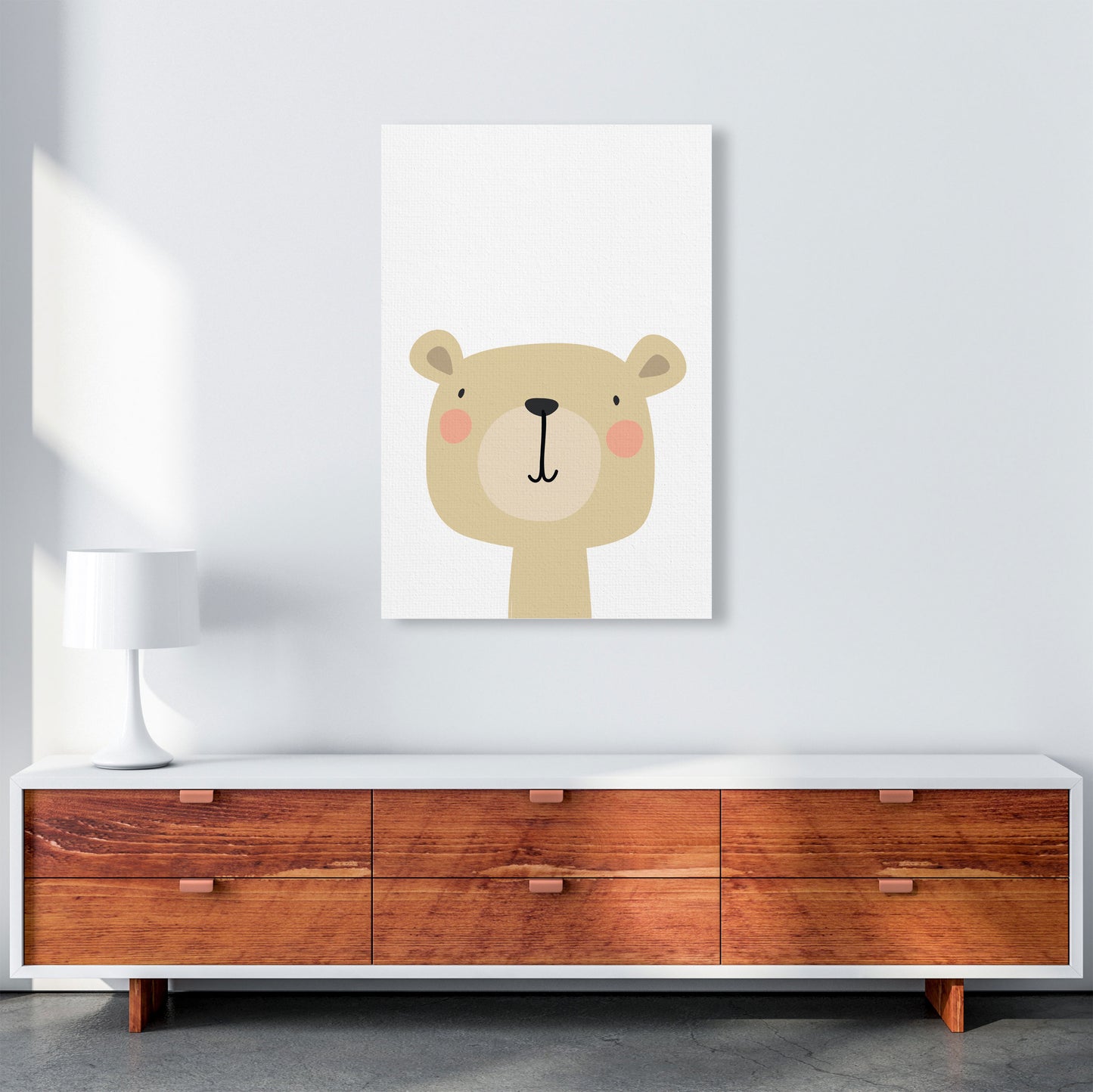 Beige Bear Modern Print Animal Art Print A1 Canvas