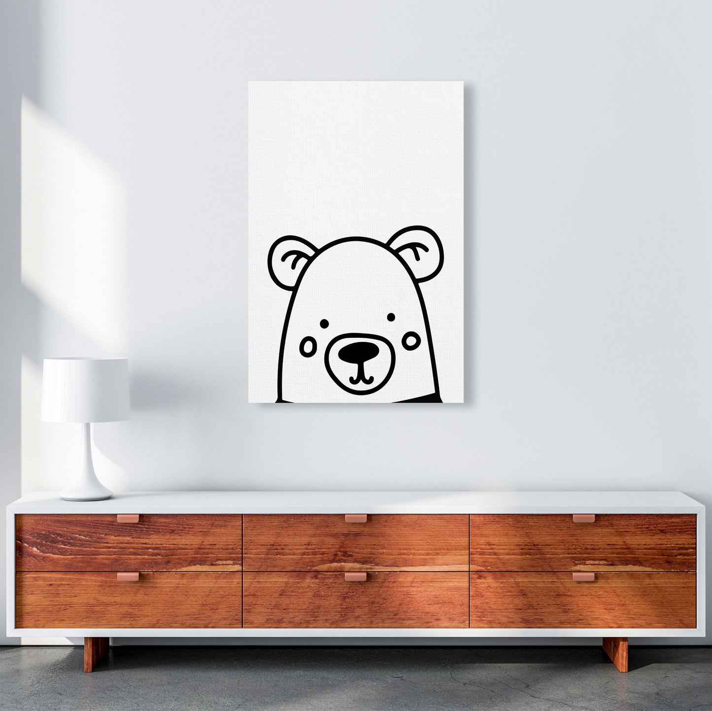 Black And White Bear Modern Print Animal Art Print A1 Canvas