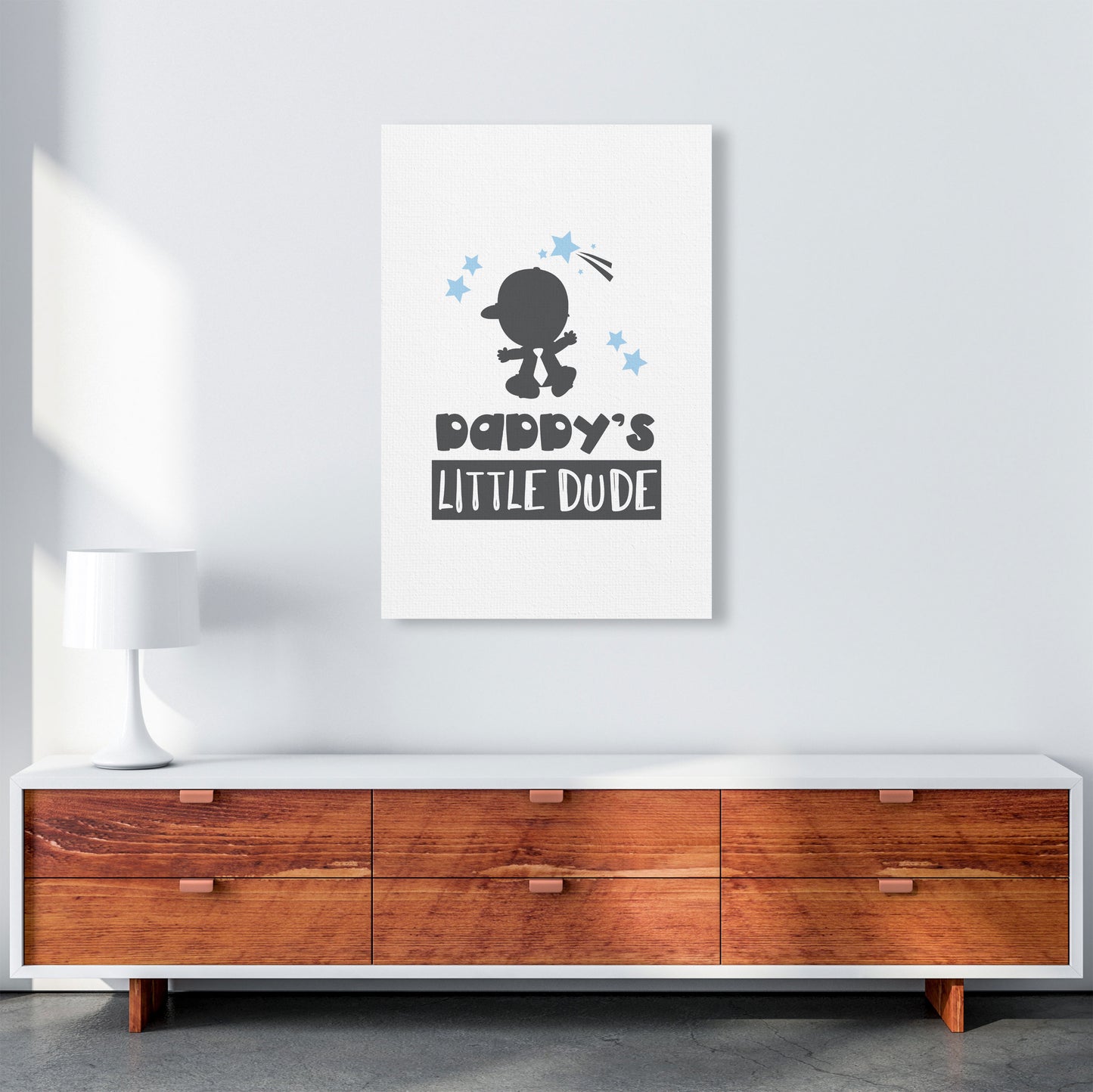 Daddy's Little Dude Framed Nursey Wall Art Print A1 Canvas