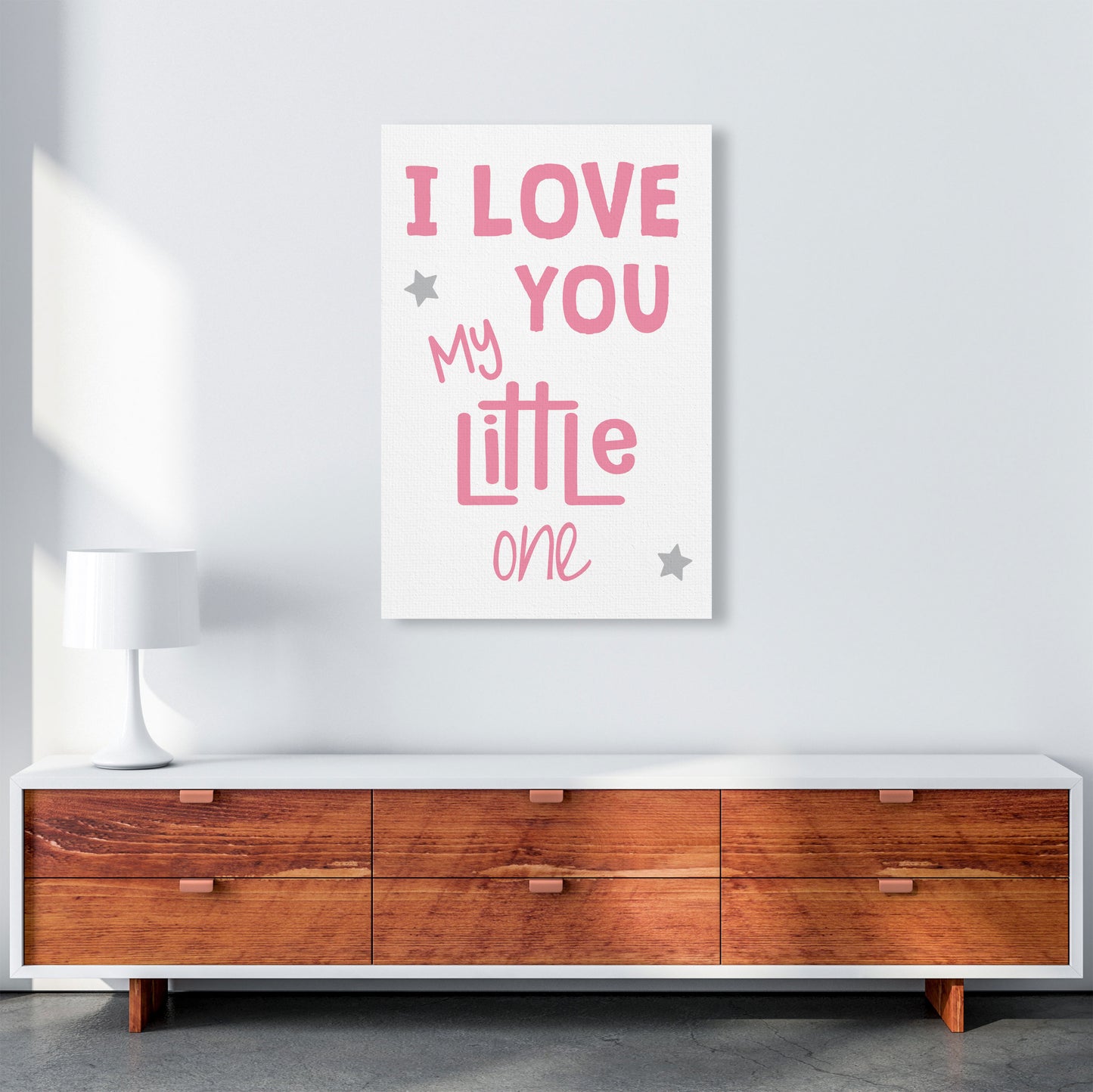 I Love You Little One Pink Framed Nursey Wall Art Print A1 Canvas