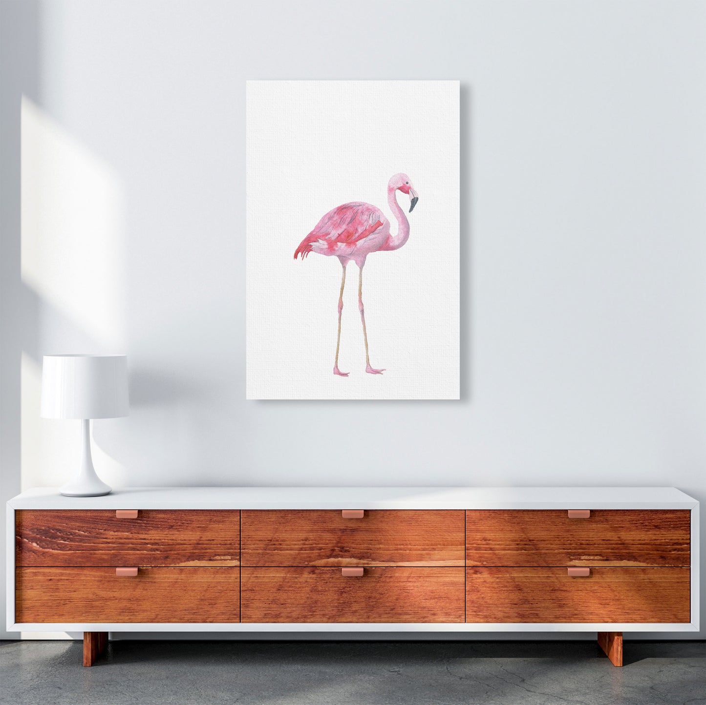 Pink Flamingo Modern Print Animal Art Print A1 Canvas