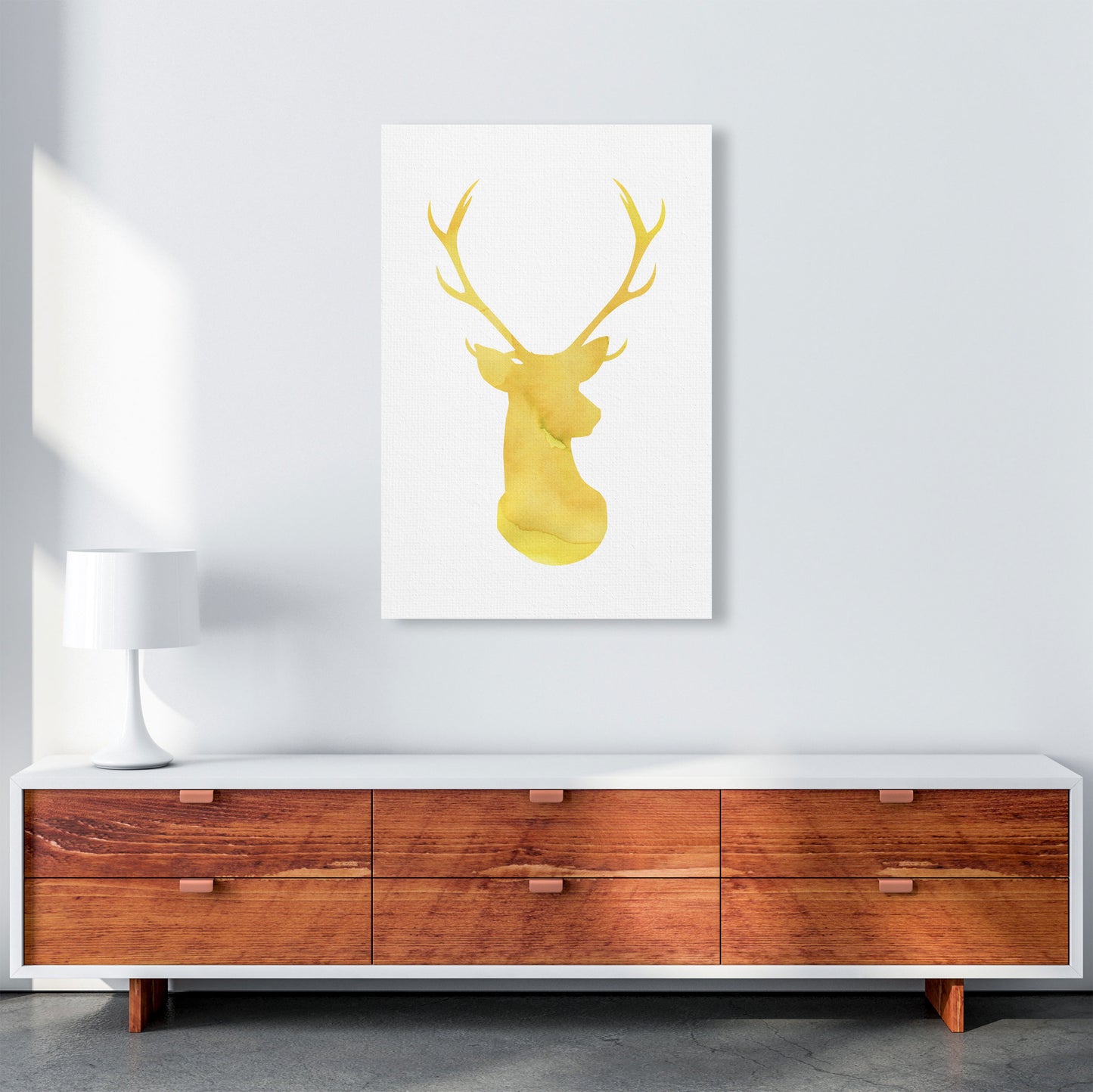 Stags Head Watercolour Modern Print Animal Art Print A1 Canvas