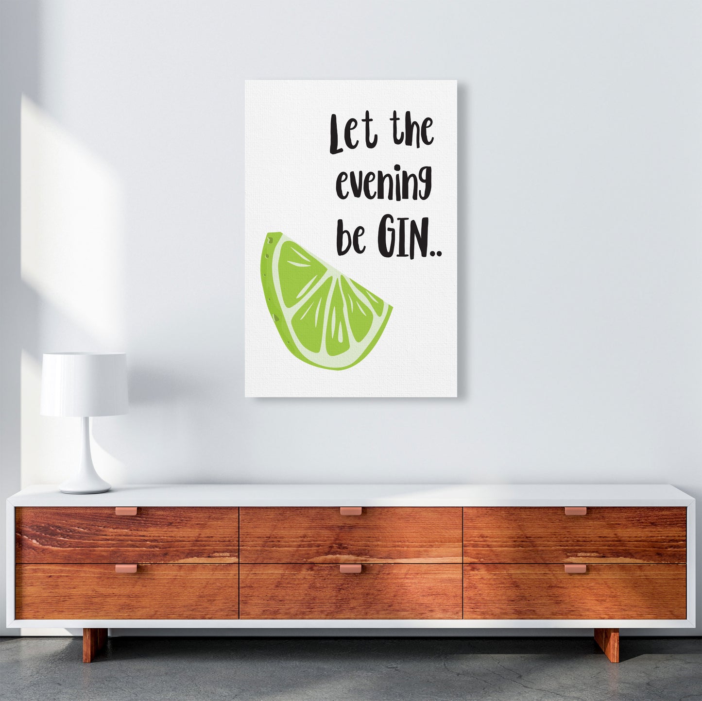 Let The Evening BeGIN Modern Print, Framed Kitchen Wall Art A1 Canvas