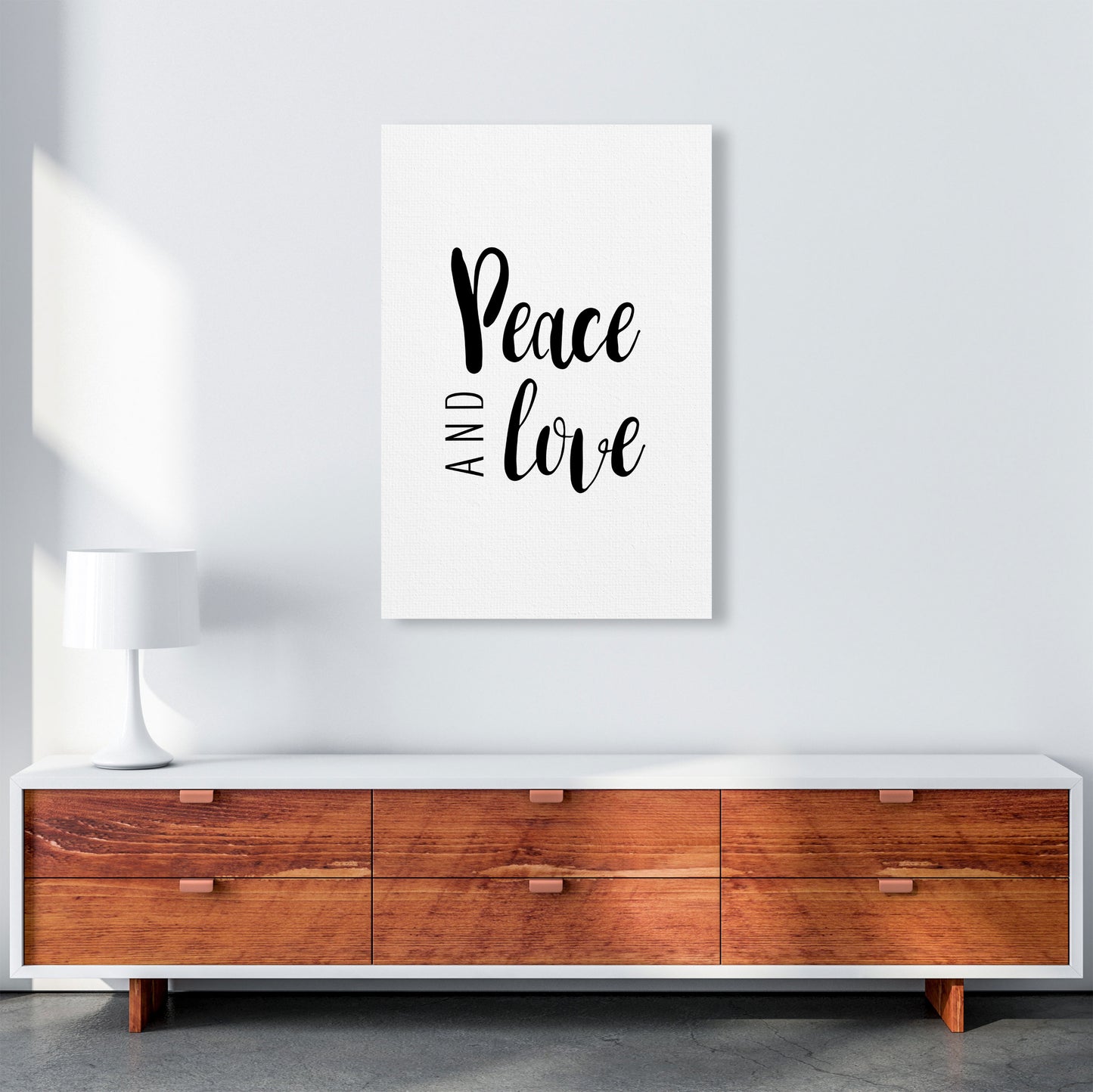 Peace And Love Framed Typography Wall Art Print A1 Canvas
