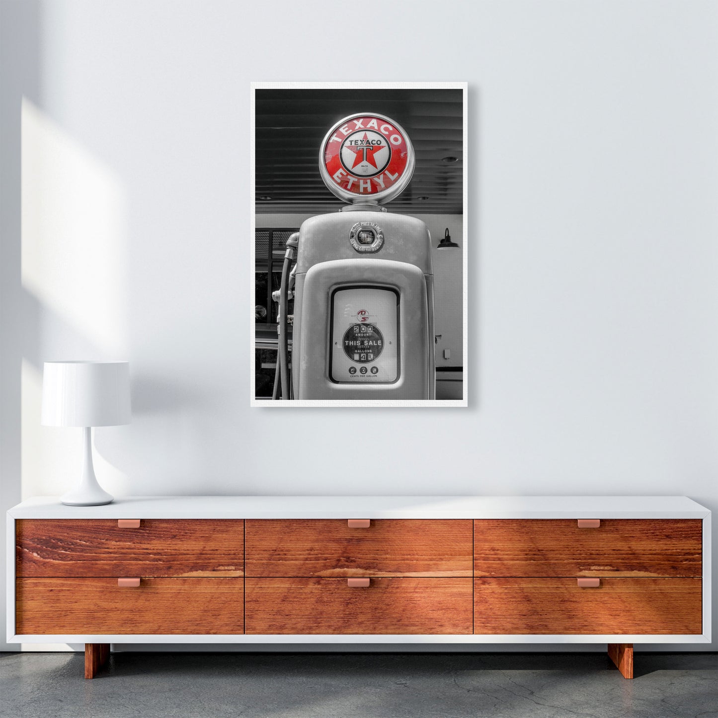 Texaco Gas Pump Modern Print A1 Canvas