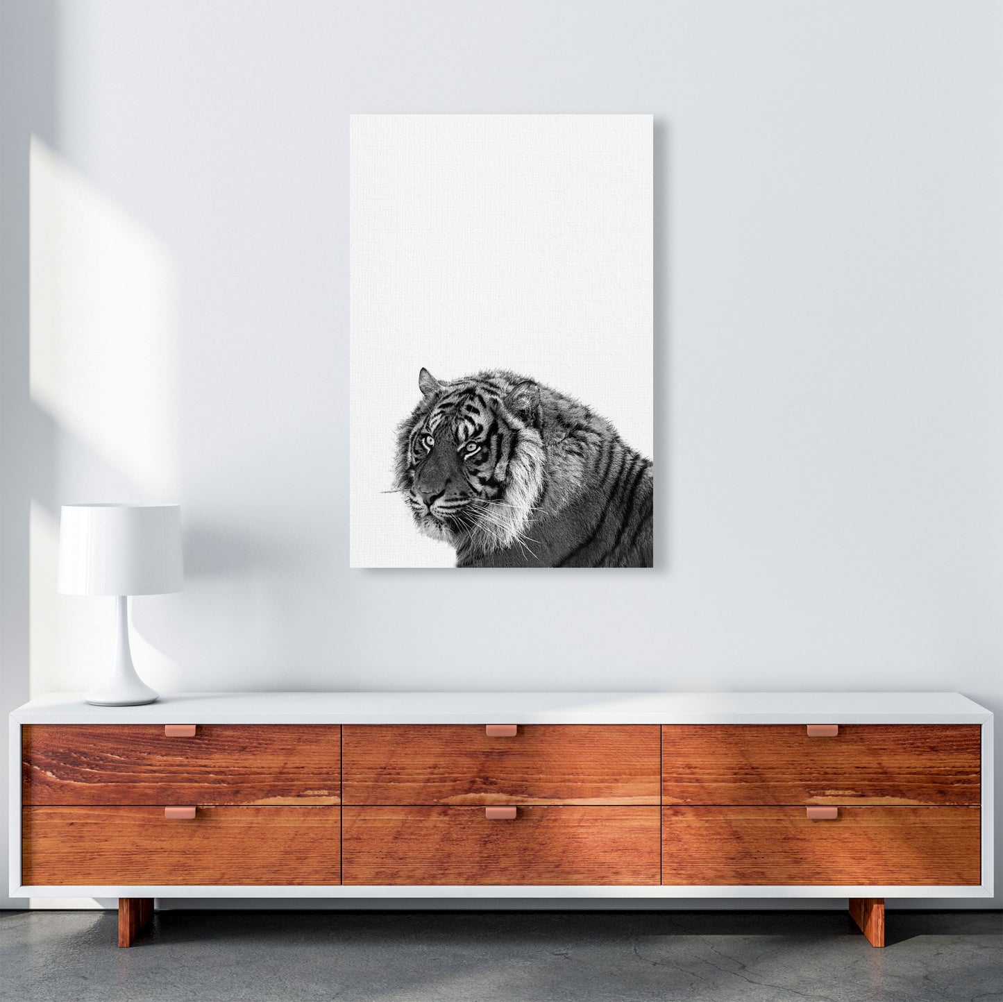 Black And White Tiger Modern Print Animal Art Print A1 Canvas