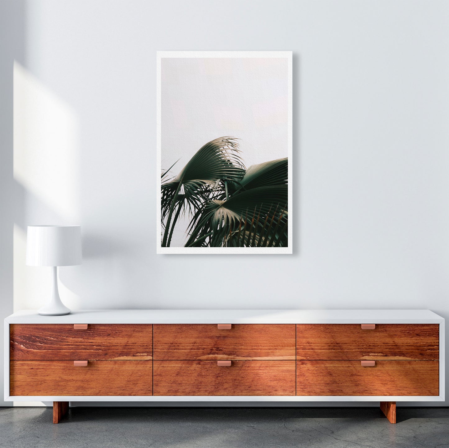 Bushy Palm Leaves Modern Print, Framed Botanical & Nature Art Print A1 Canvas