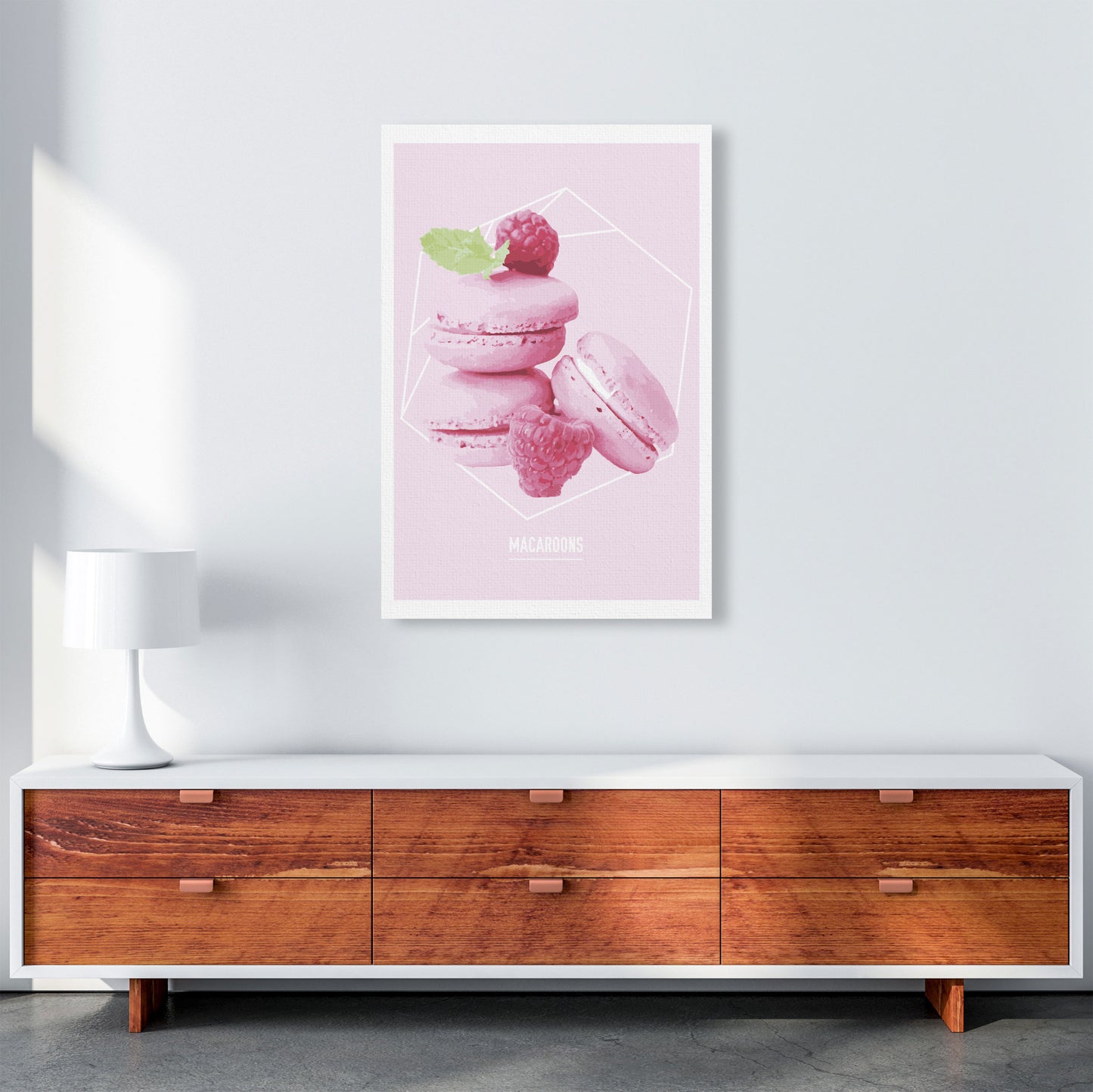 Pink Macaroons Modern Print A1 Canvas