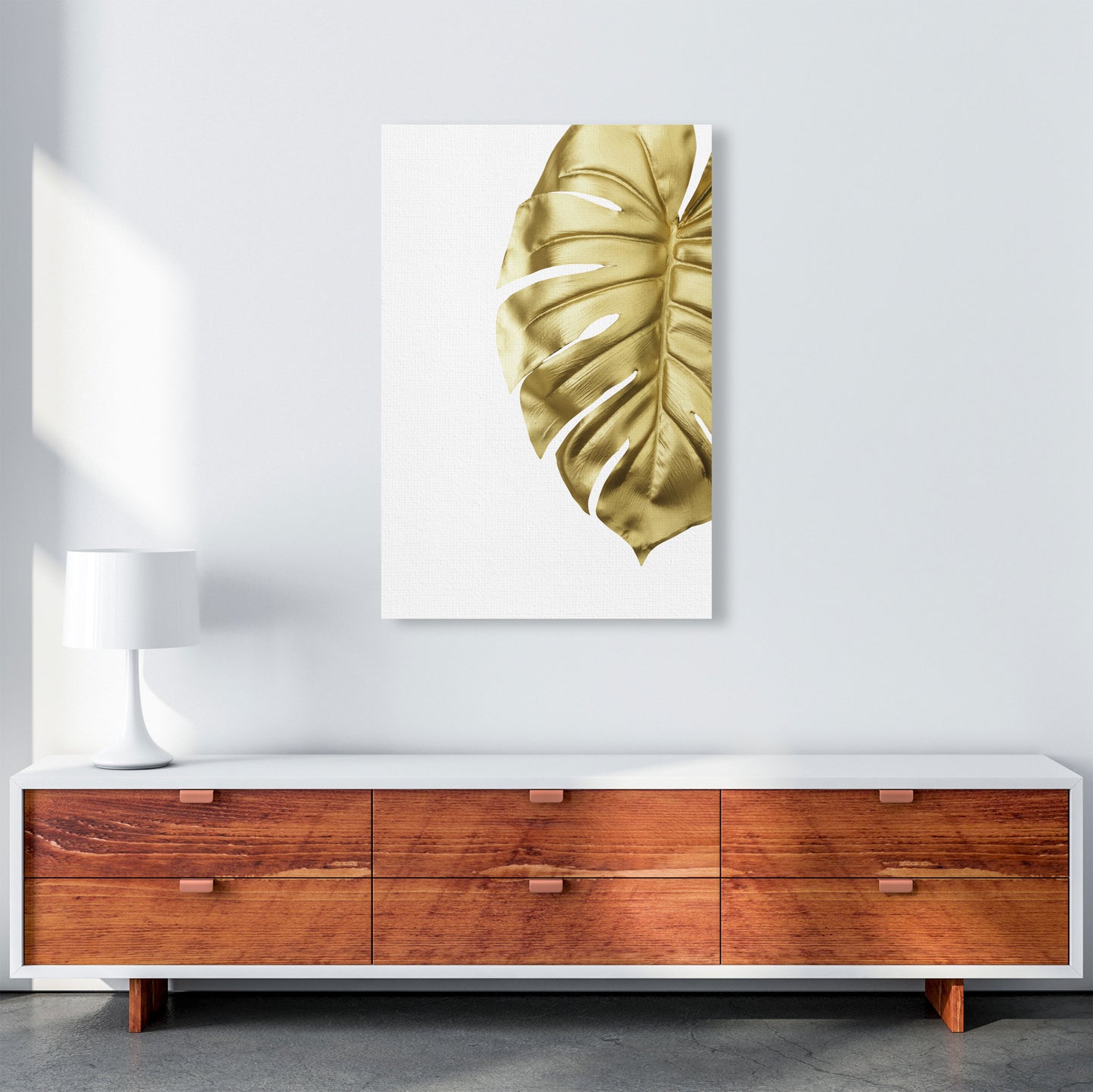 Gold Monstera Modern Print, Framed Botanical & Nature Art Print A1 Canvas