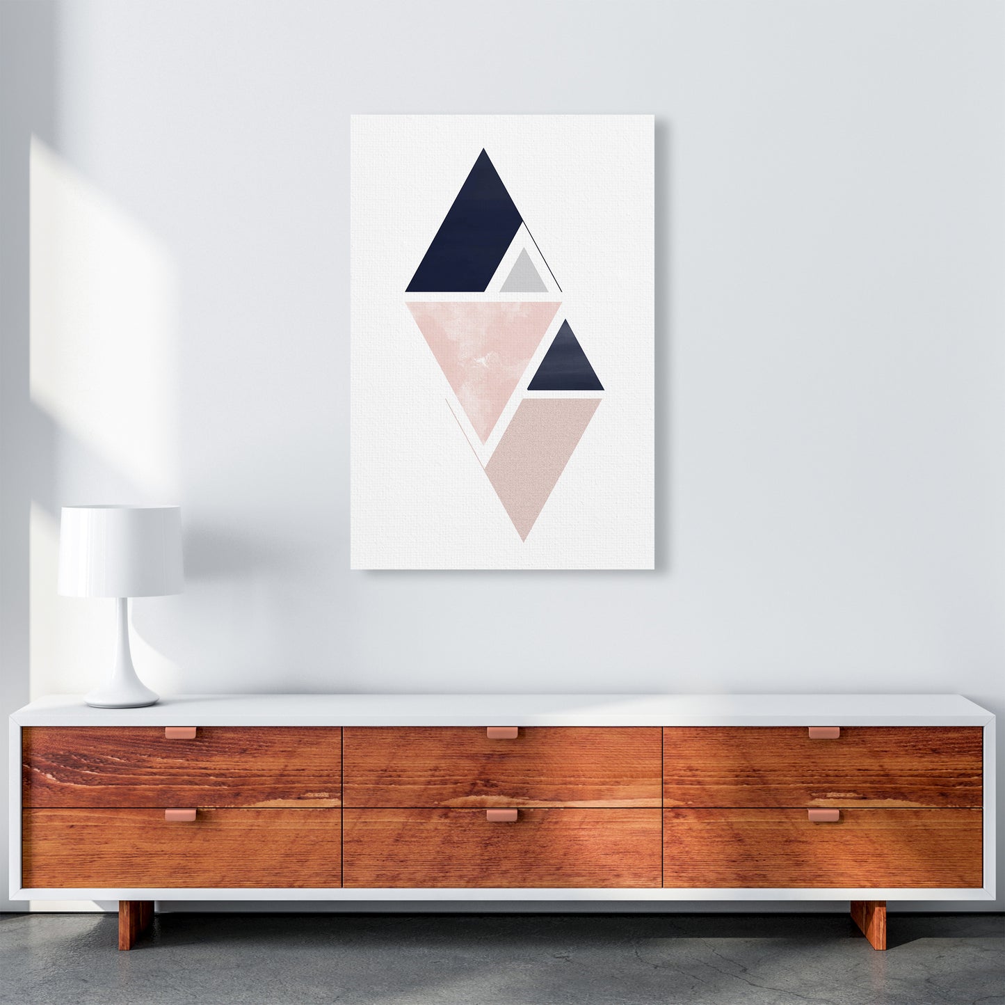 Navy And Marble Pink 3 Art Print by Pixy Paper A1 Canvas