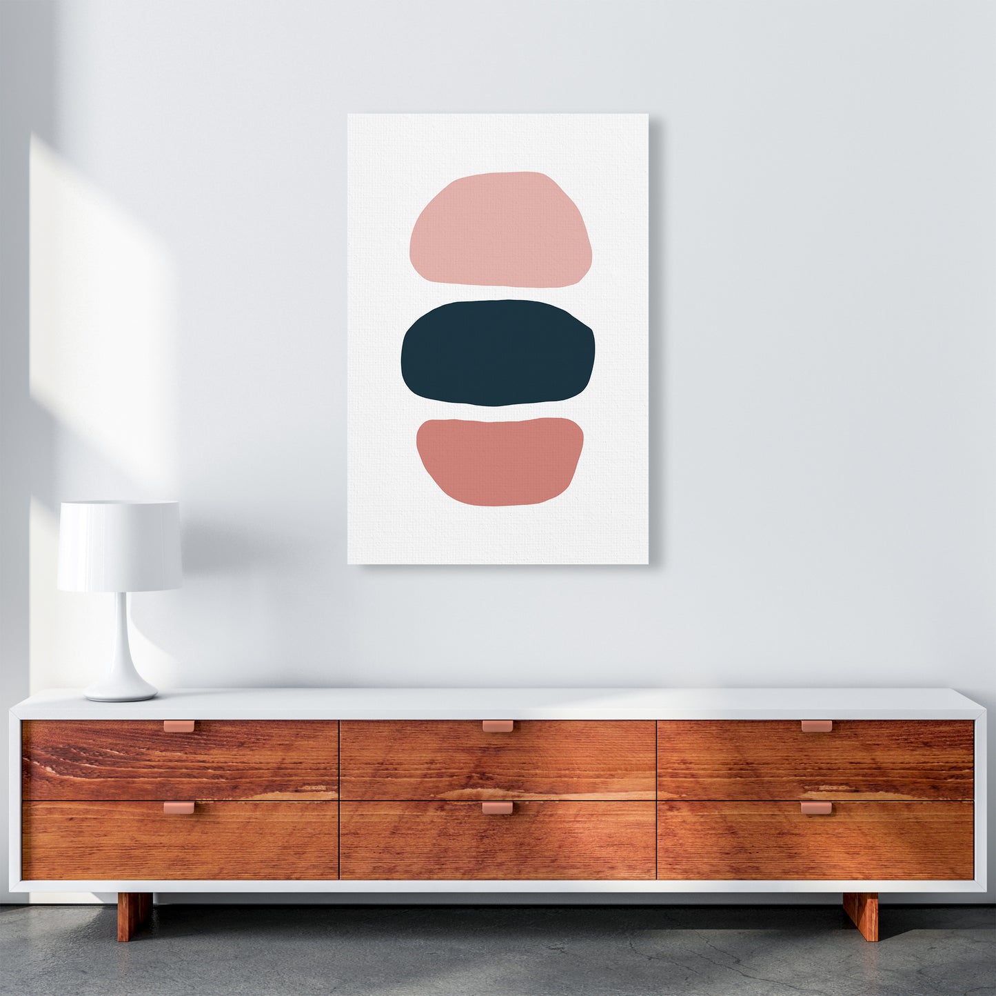 Pink And Navy Abstract Stones 1 Art Print by Pixy Paper A1 Canvas