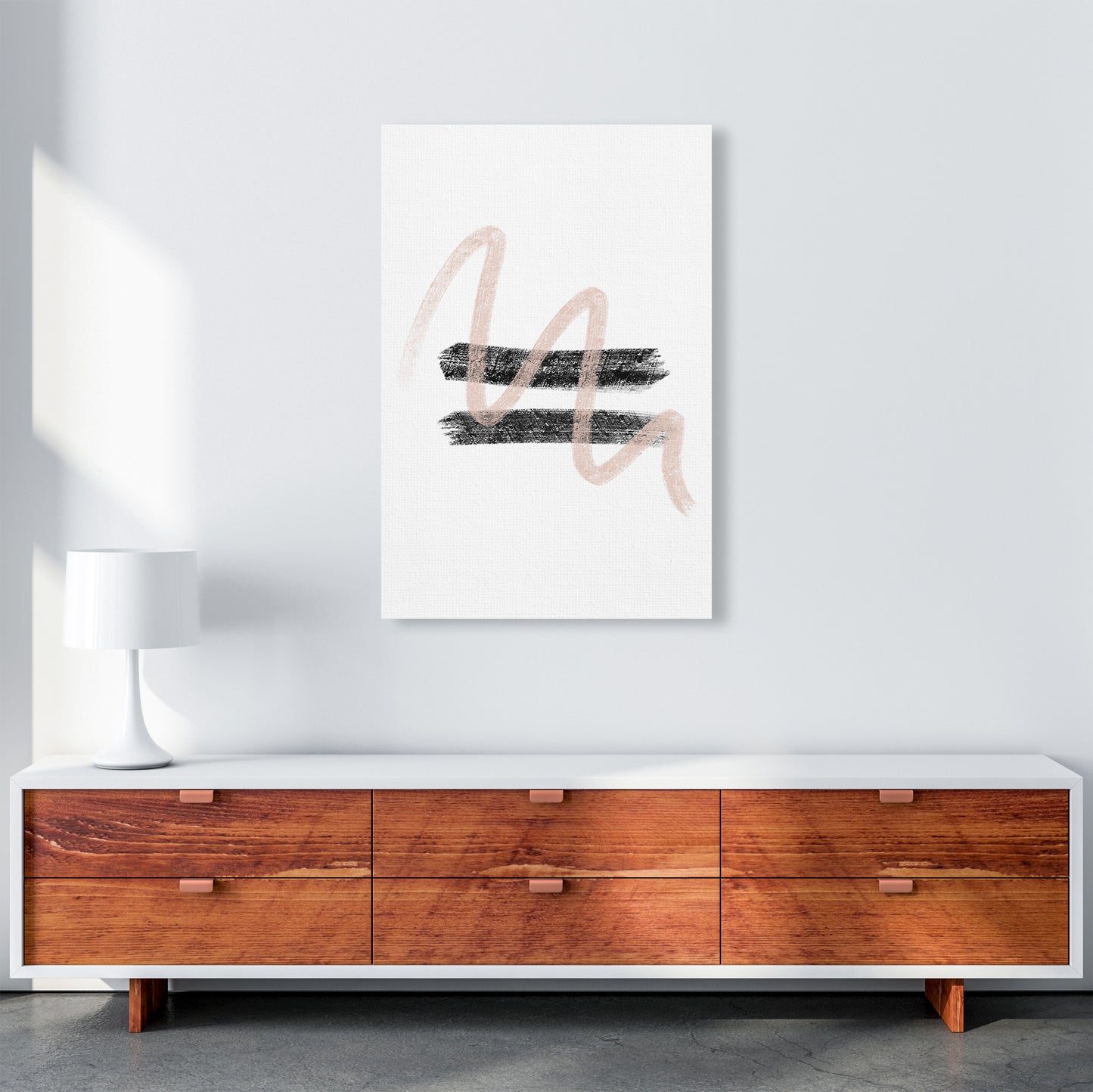 Dalia Chalk Pink And Black Line Contrast Art Print by Pixy Paper A1 Canvas