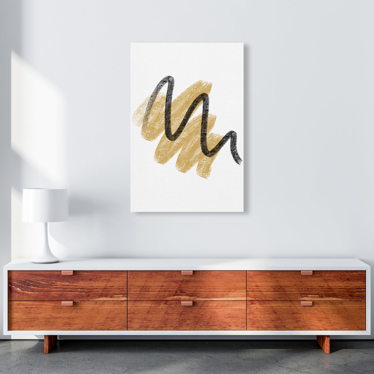 Dalia Chalk Gold And Black Scribbles Art Print by Pixy Paper A1 Canvas