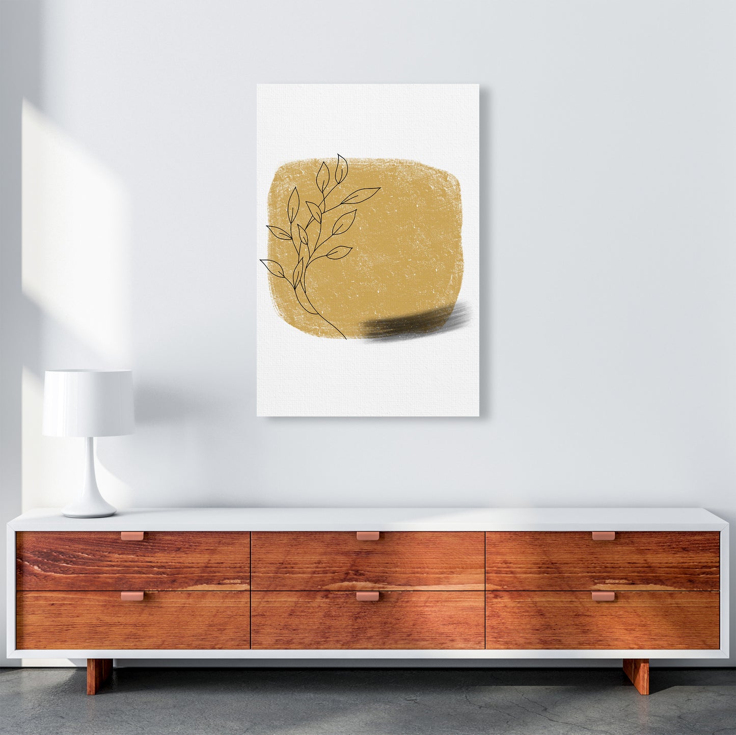 Dalia Chalk Gold Floral Square Art Print by Pixy Paper A1 Canvas