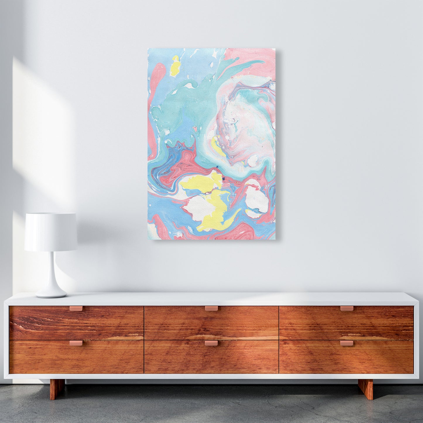 Liquid Mix Rainbow Art Print by Pixy Paper A1 Canvas