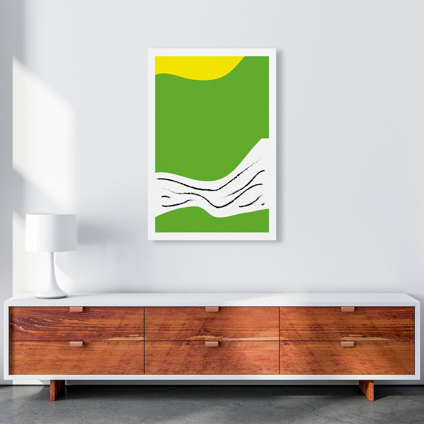Green Lines Neon Funk Art Print by Pixy Paper A1 Canvas