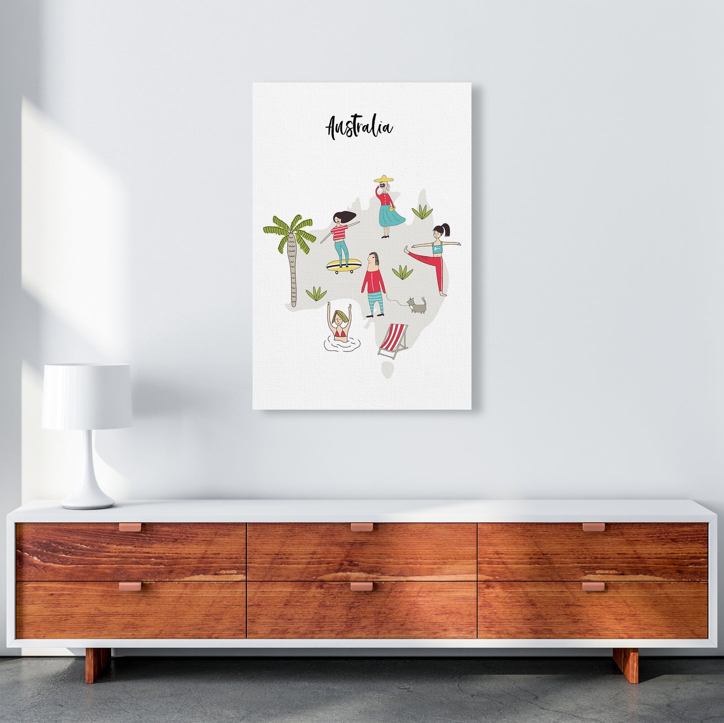 Australia Map Art Print by Pixy Paper A1 Canvas