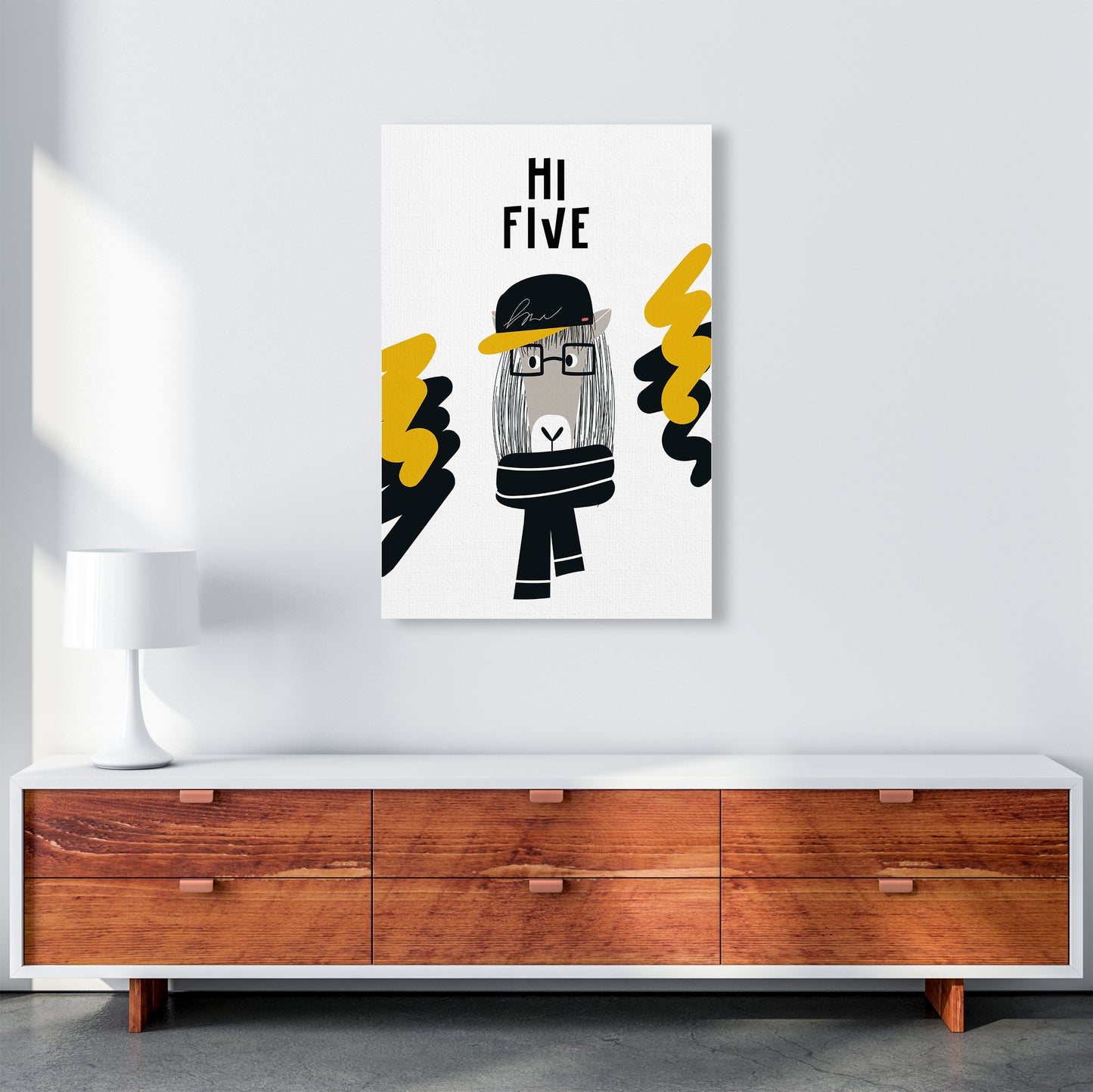 Hi Five Pop Art Print by Pixy Paper A1 Canvas