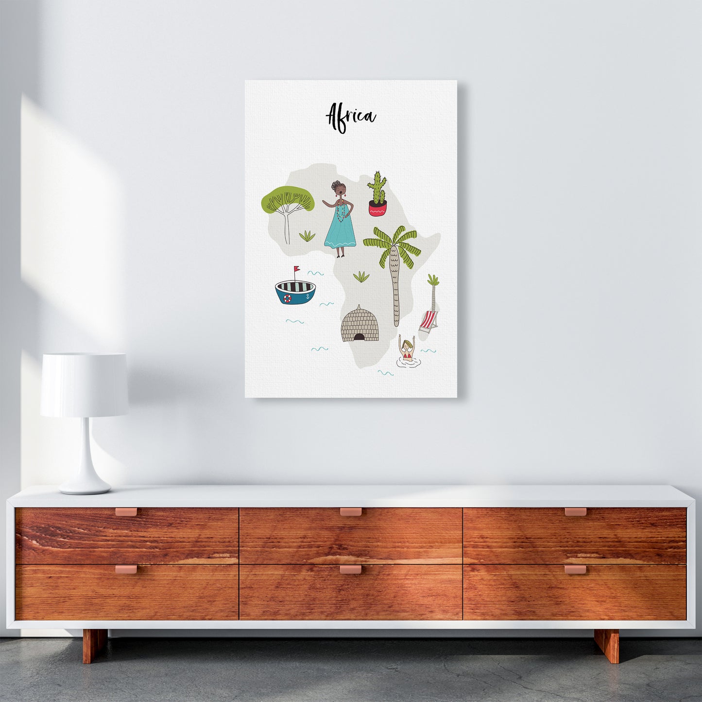 Africa Map Art Print by Pixy Paper A1 Canvas