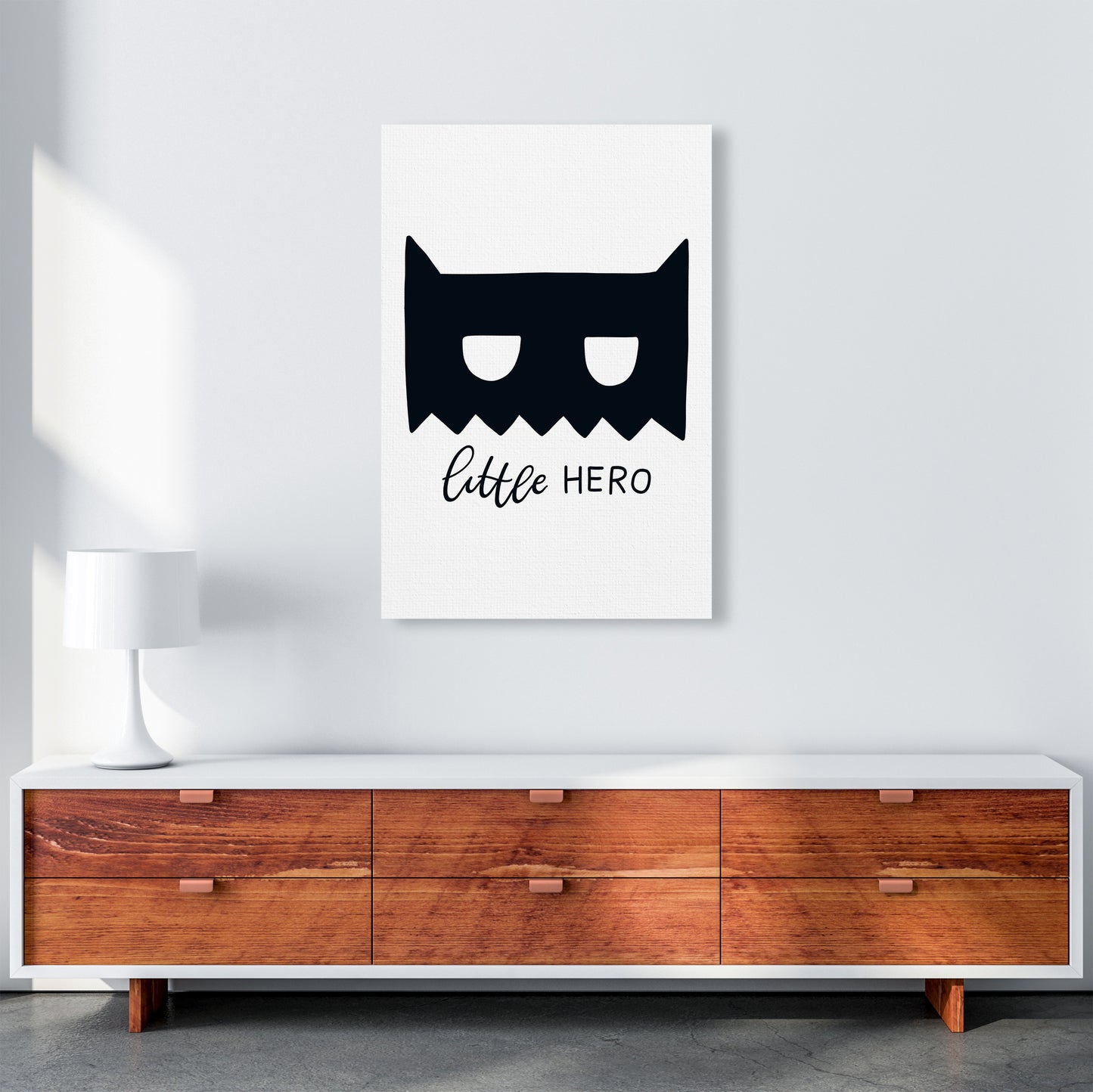 Little Hero Mask Super Scandi Black Art Print by Pixy Paper A1 Canvas